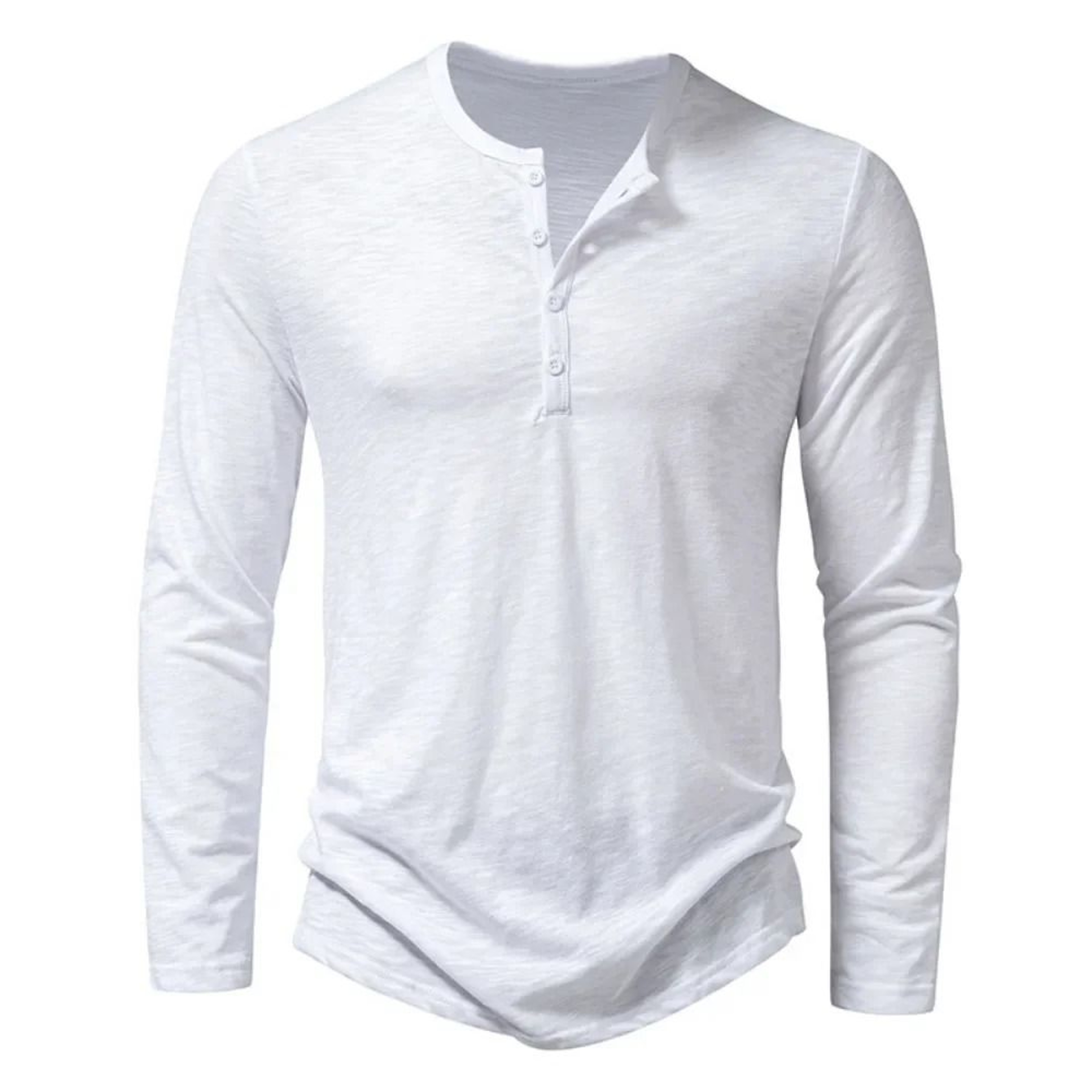 Mens Cotton Long Sleeve Henley TShirt  Autumn Casual Slim Fit Solid Color Breathable Button Top 3