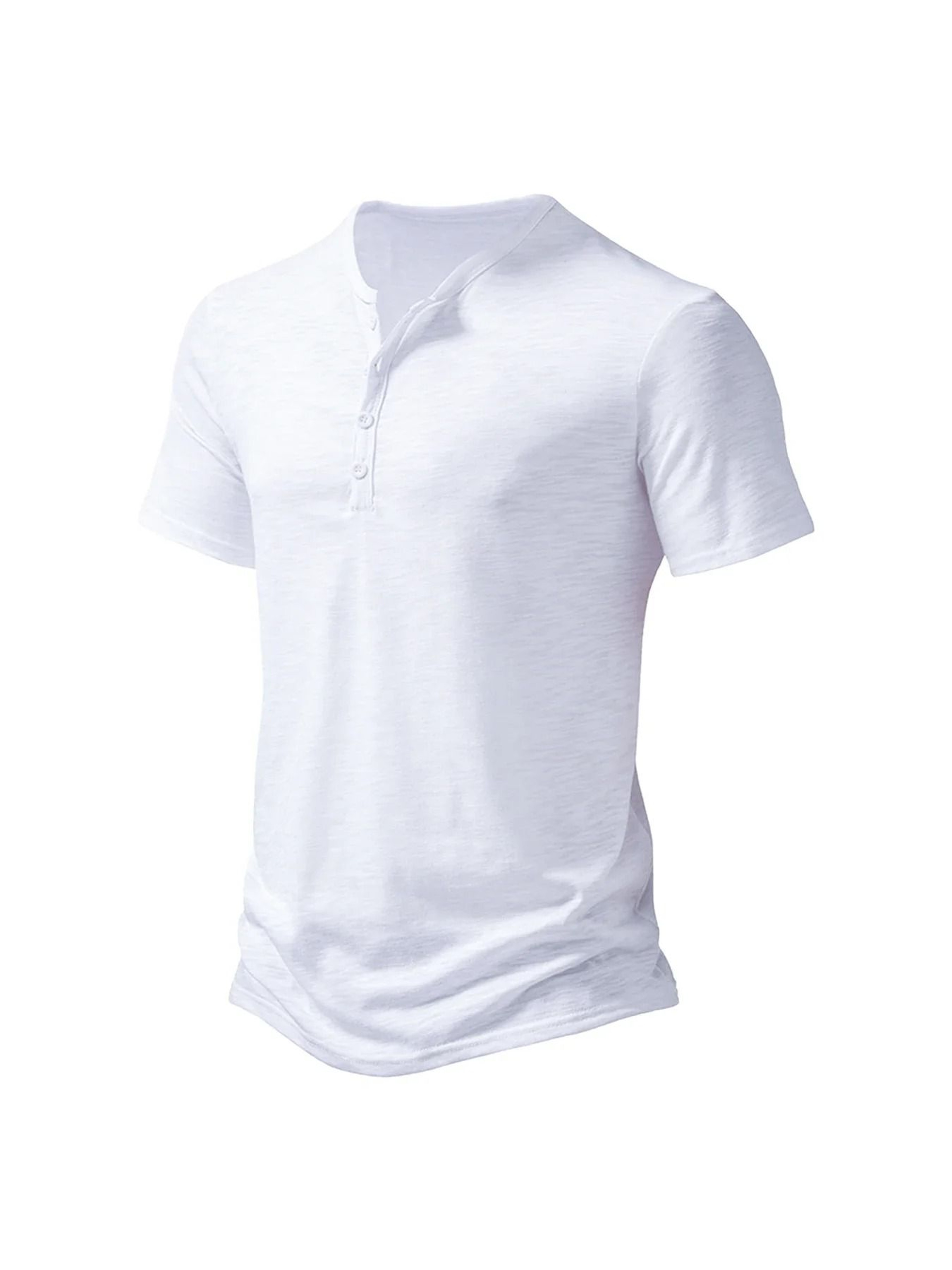 Mens Summer Basic Henley TShirt  Casual Short Sleeve Outdoor Breathable Streetwear Pullover 9