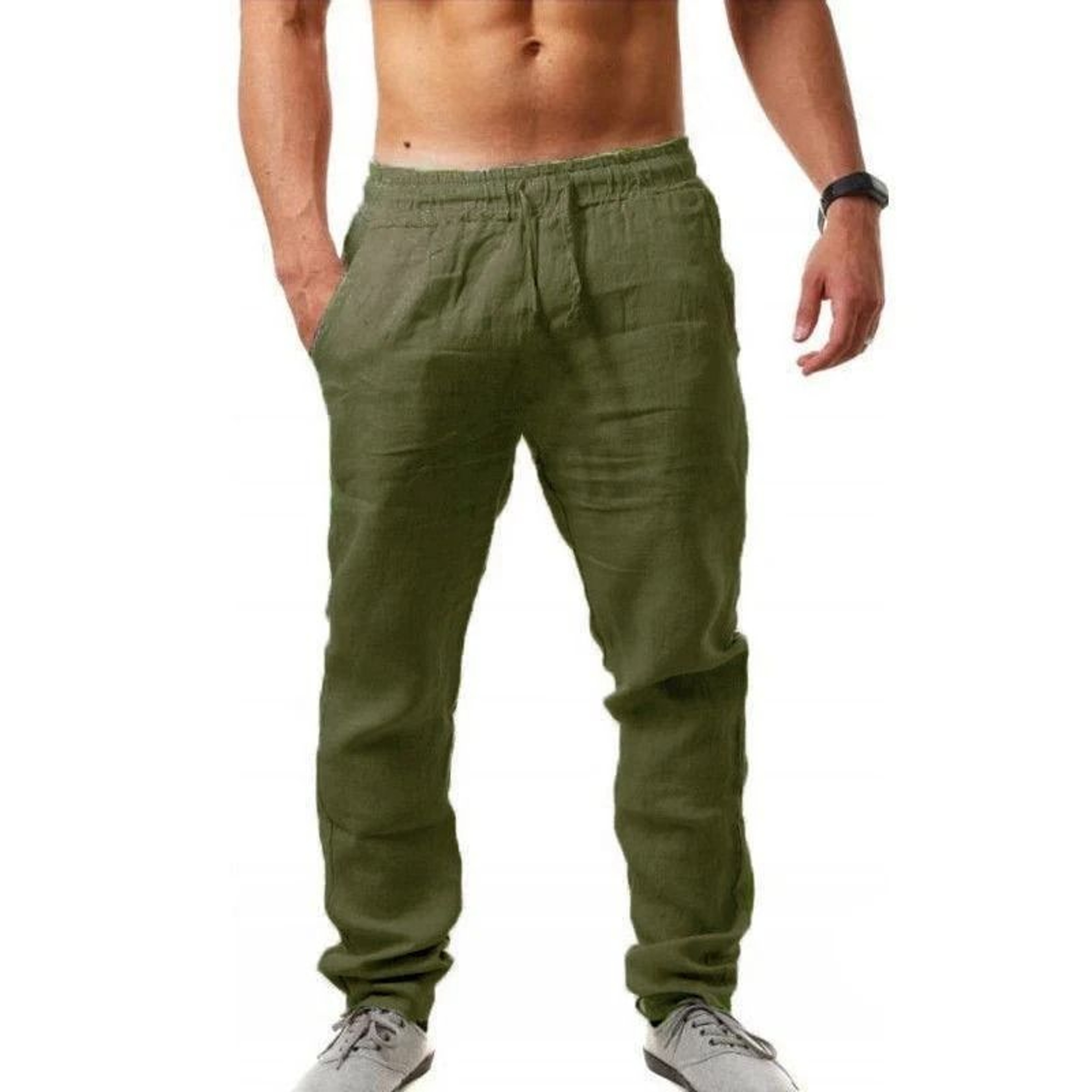 Mens Summer Cotton Linen Joggers  Breathable Casual Gym Training Trousers  Streetwear Sweatpants 12