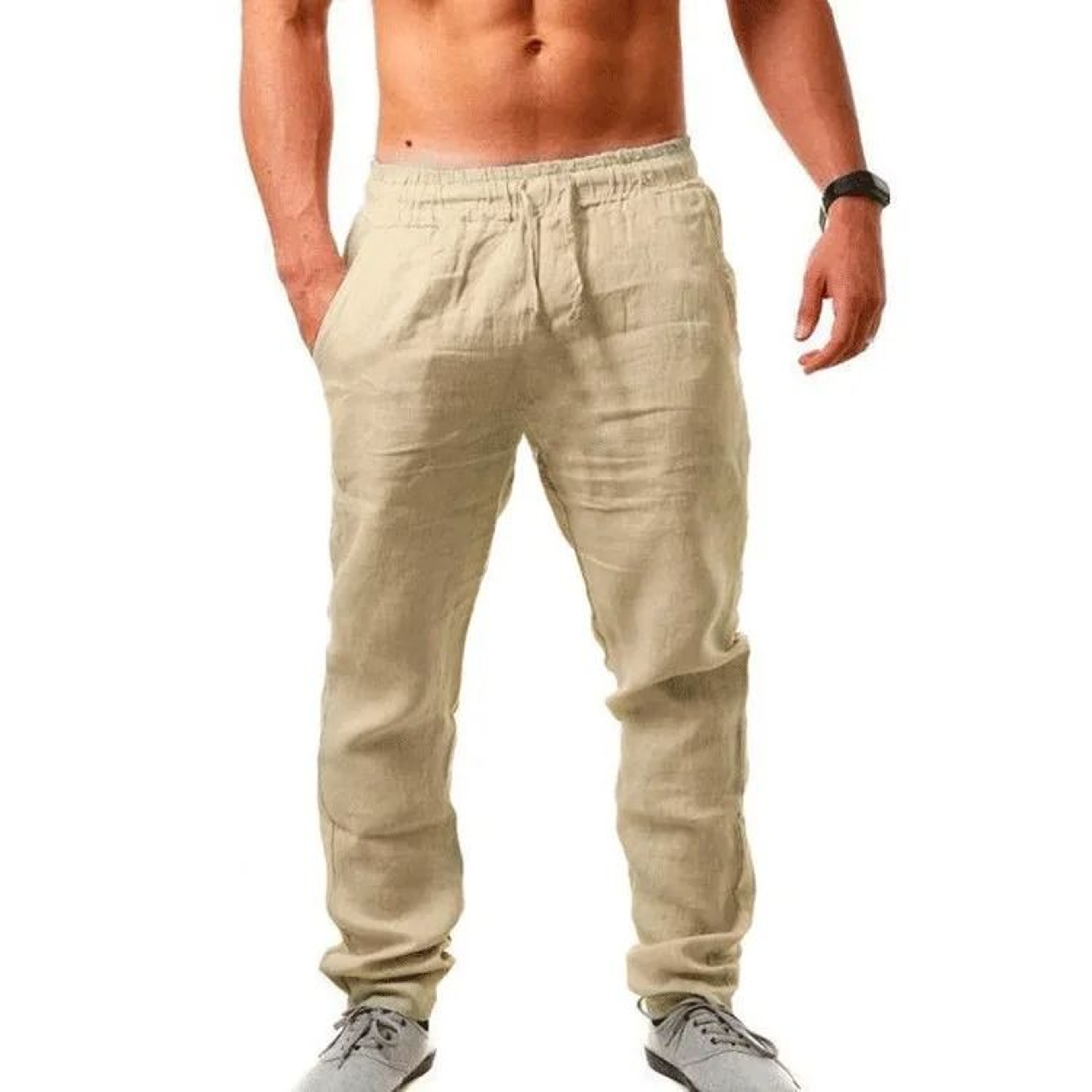 Mens Summer Cotton Linen Joggers  Breathable Casual Gym Training Trousers  Streetwear Sweatpants 20