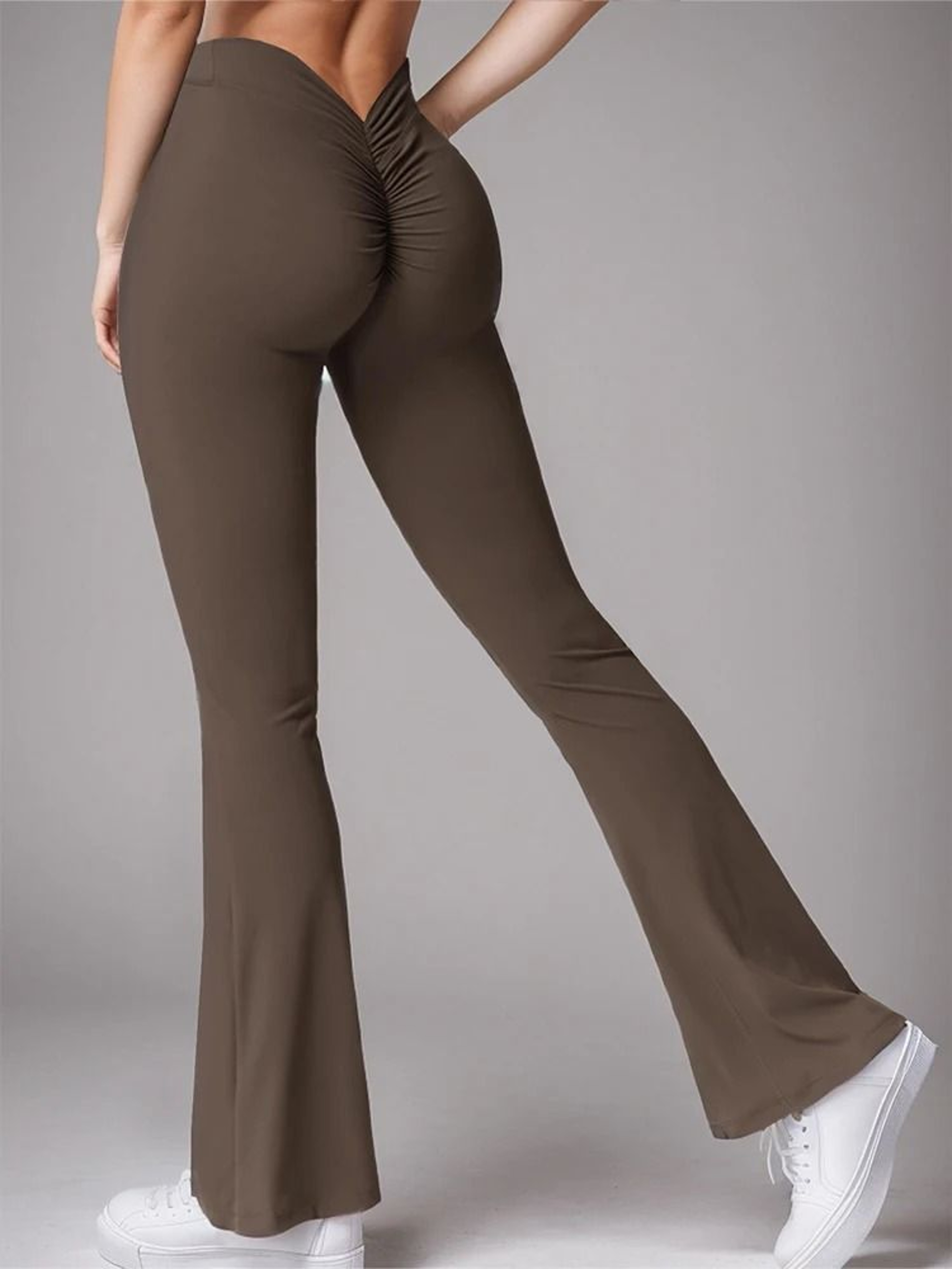 Womens VBack High Waist Flare Leggings  PushUp Butt Lifting Micro Horn Sports Pants For Gym  Casual 6