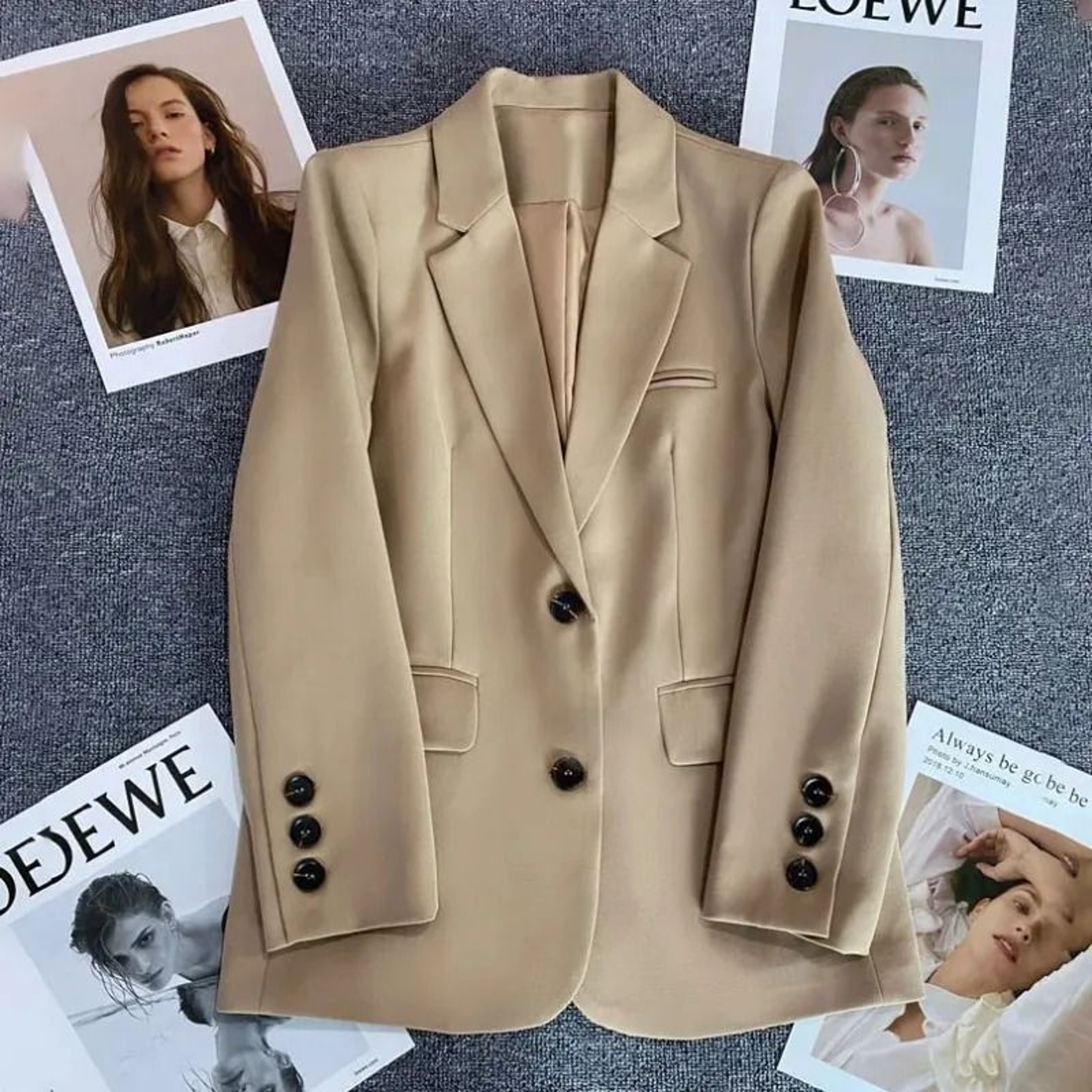 Elegant Office Lady SingleButton Suit Blazer  Tailored Long Sleeve Outerwear Coat Jacket For Women 2