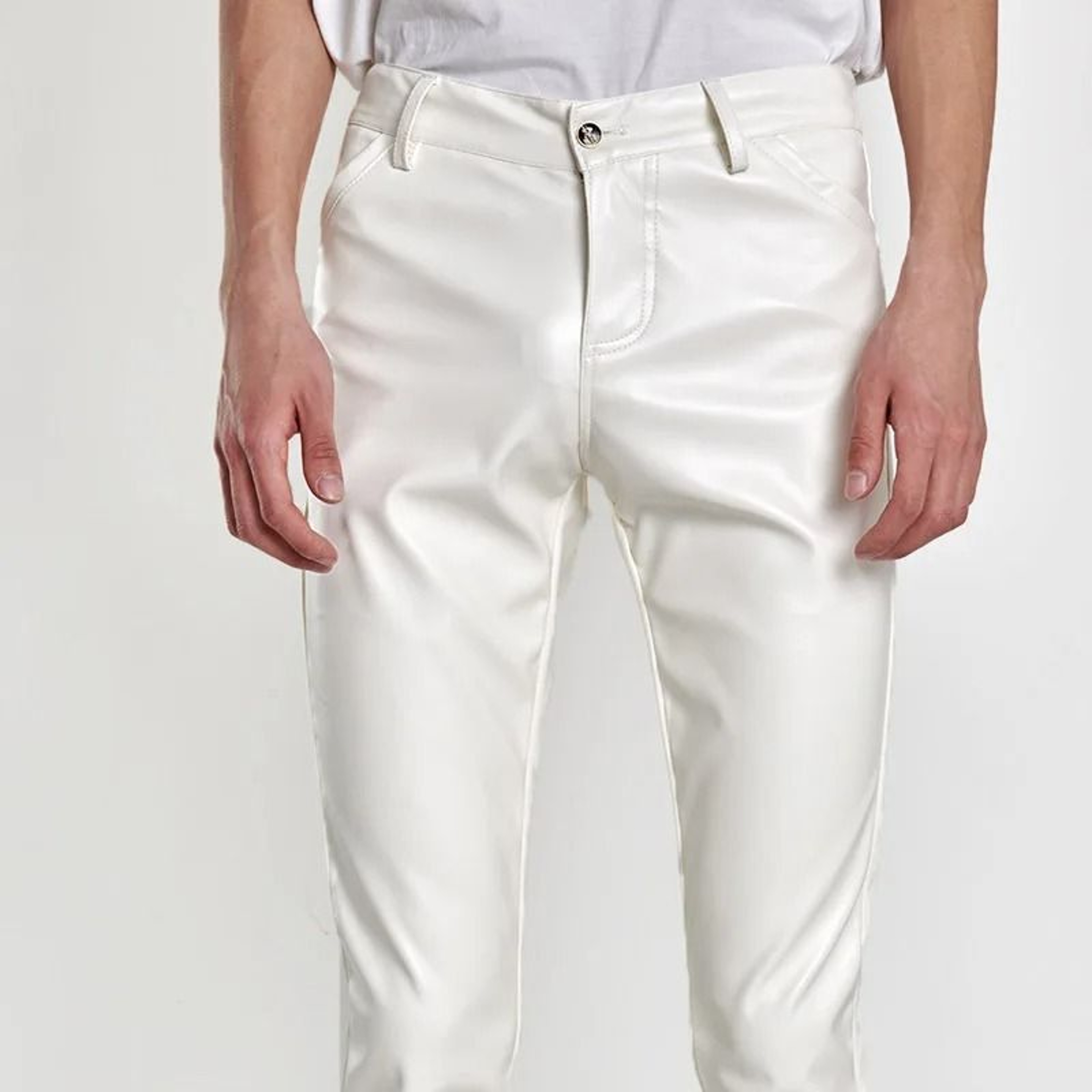 Mens Rock Style Faux Leather Pants  Slim Fit Night Club Dance  Motorcycle Trousers 11