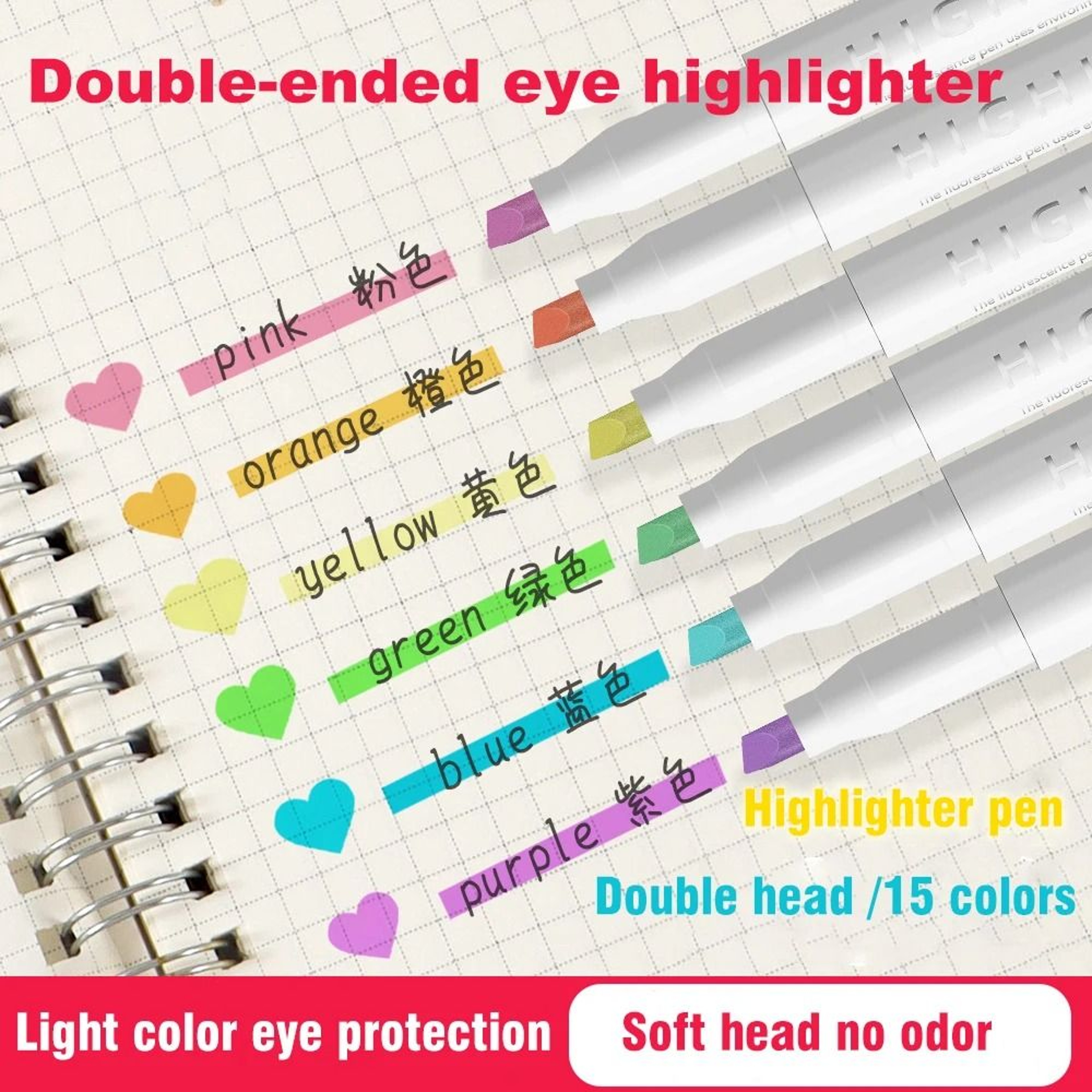 15 Colors DoubleHeaded Pastel Highlighter Set  Dual Tip Marker Pens 3