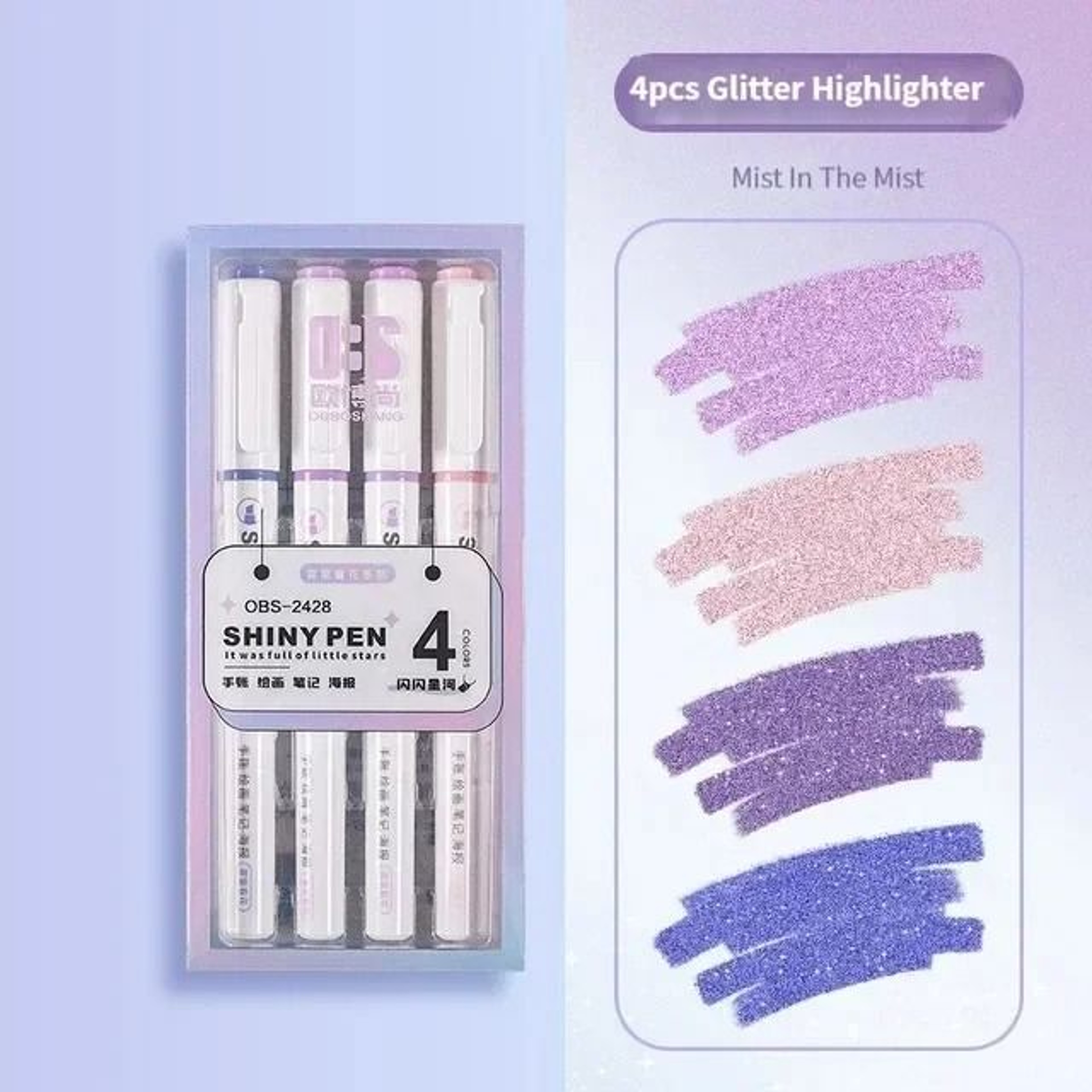 4 Colors Kawaii Glitter Pastel Highlighter Pen Set  Fine Marker Pens For Scrapbooking  School Suppl 6