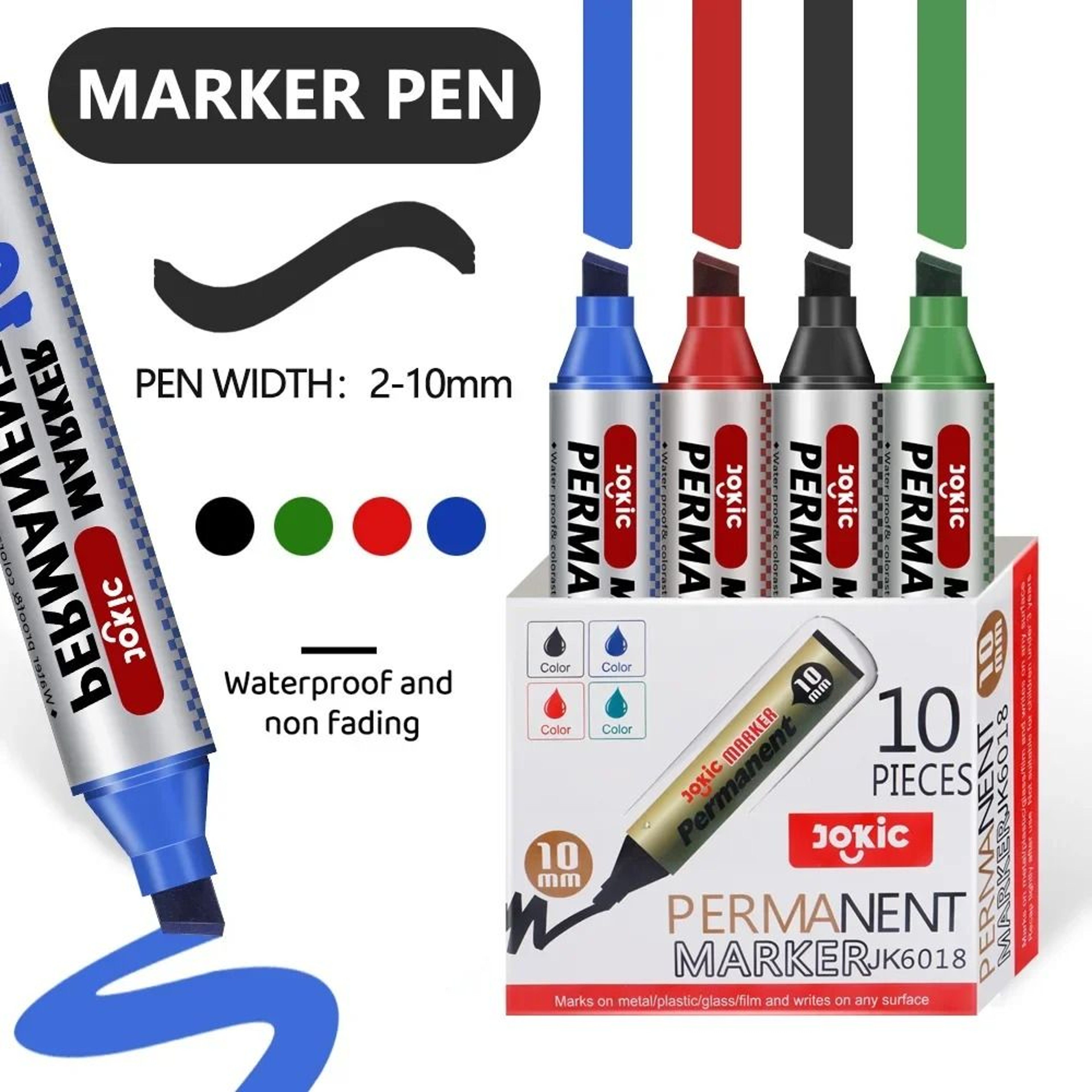 Permanent Marker Pen Set With Waterproof Ink  Thin  10mm Crude Nib Markers 5