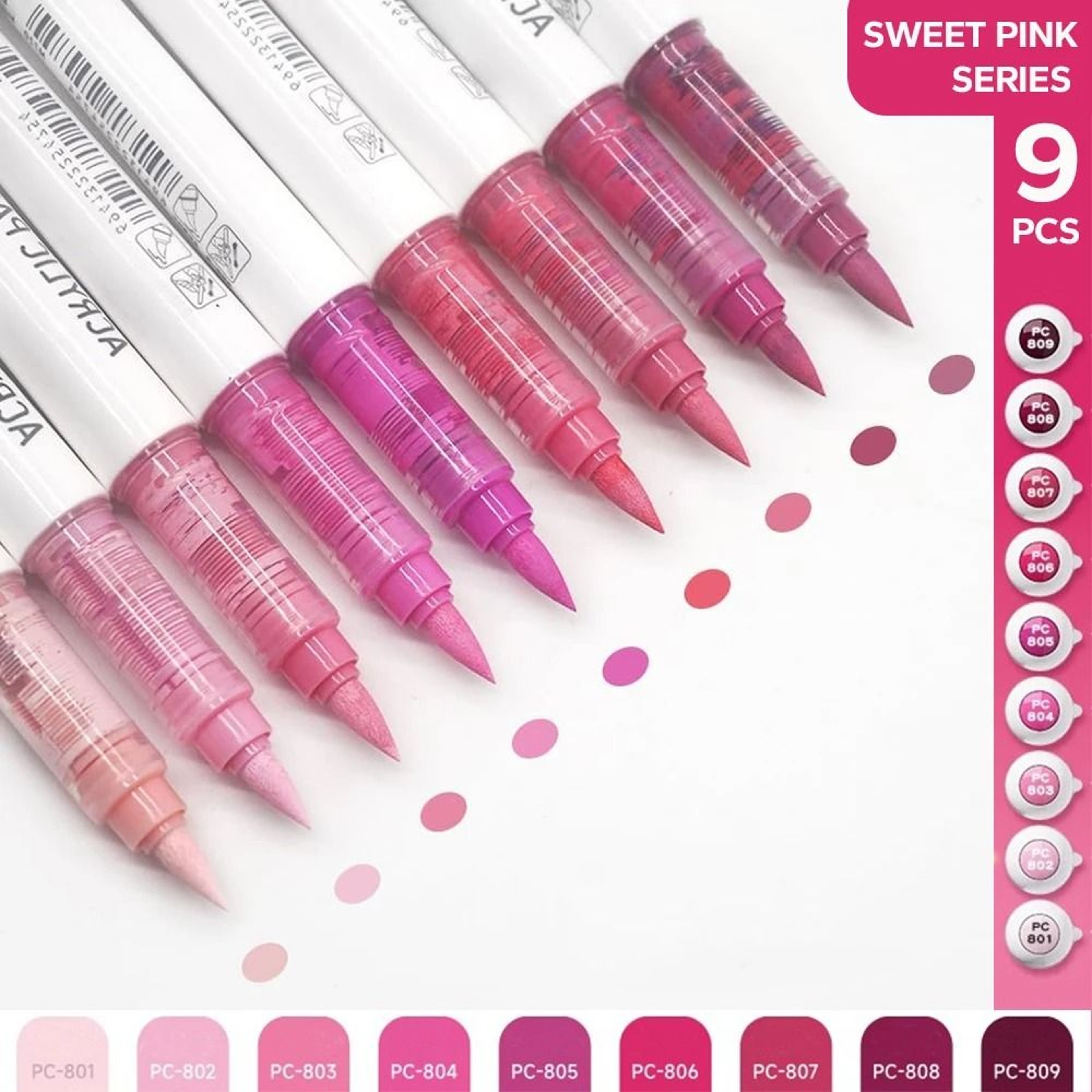 9Piece Professional Acrylic Brush Markers Set  Dual Precision Art Pens With Valve Ink Control 14
