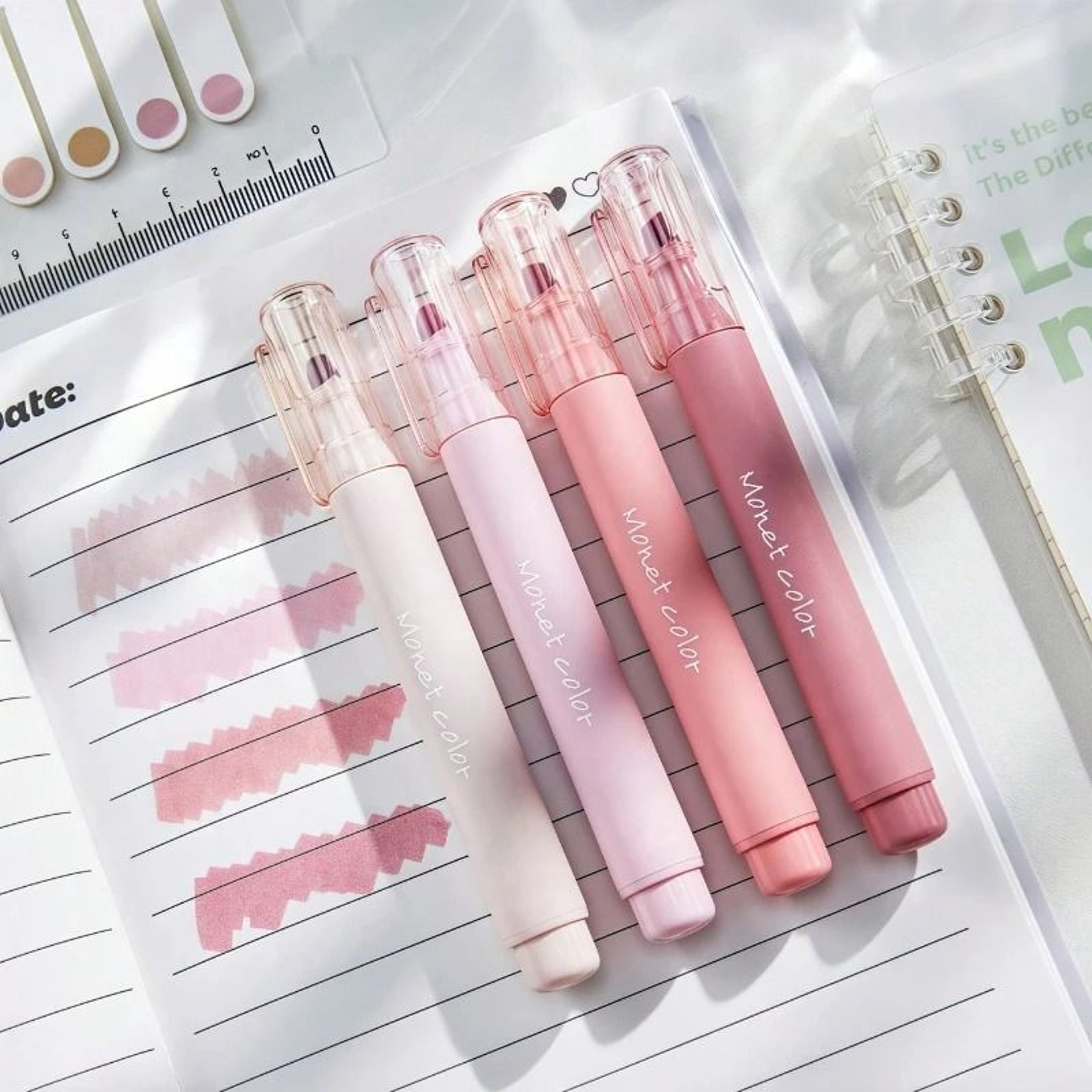 4Pack SoftTouch Morandi Pink Fluorescent Gel Pens  QuickDry WaterBased Ink Pens 0