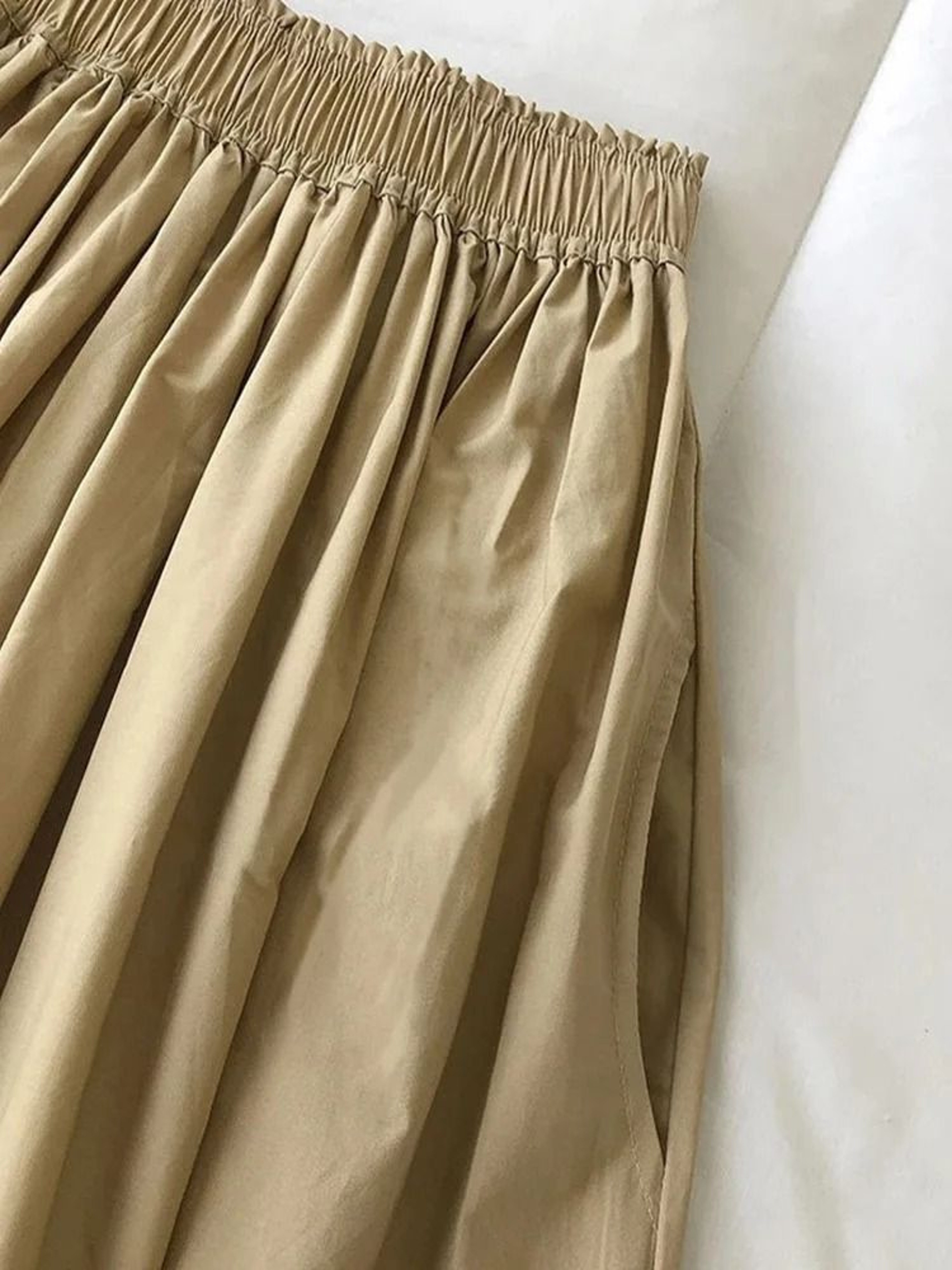 Womens White HighWaist ALine Pleated Long Skirt With Pockets  Casual Elegant Midi Skirt 3