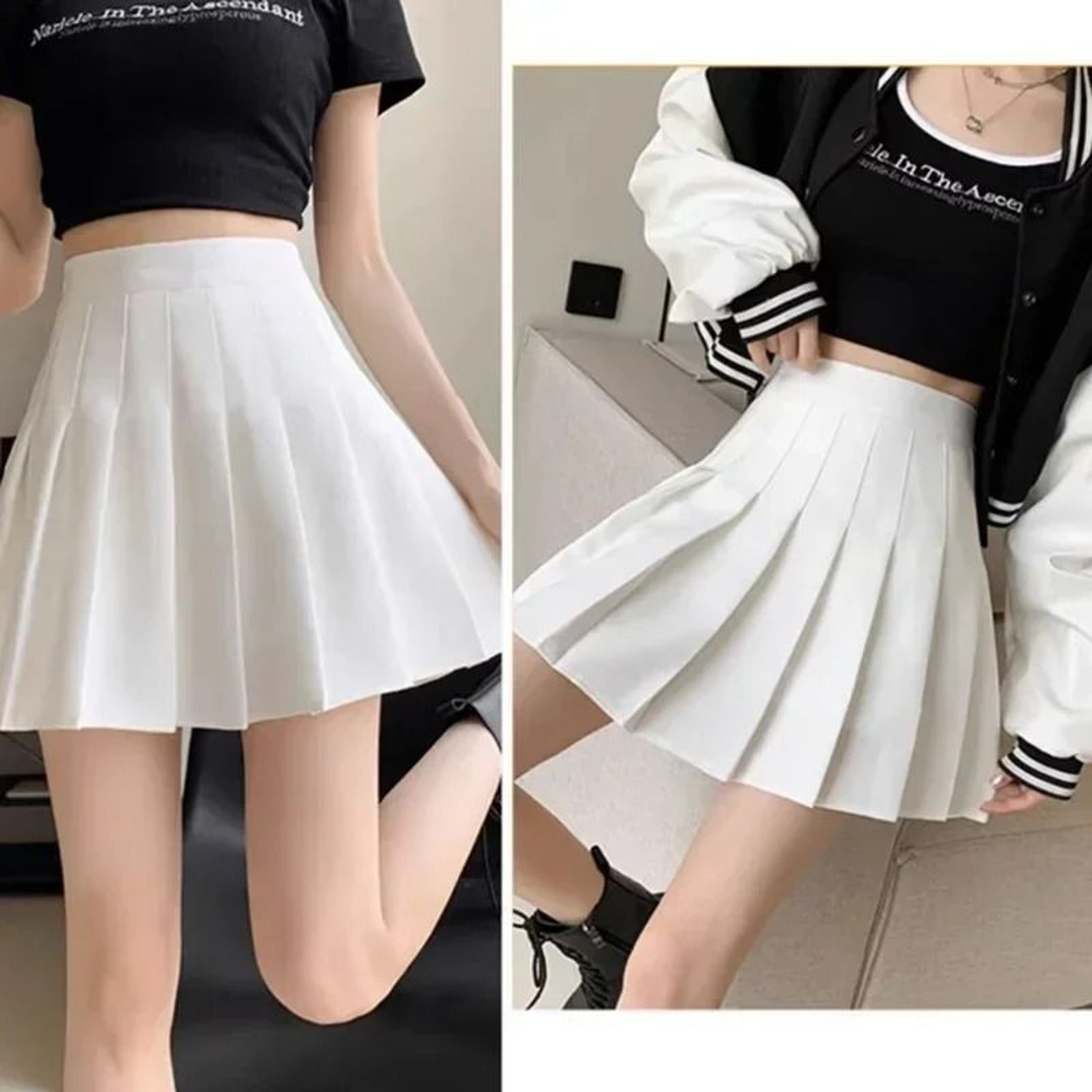 Womens Solid Color HighWaisted JK ALine Mini Skirt  Slim Fit Elastic Zipper Skirt 3