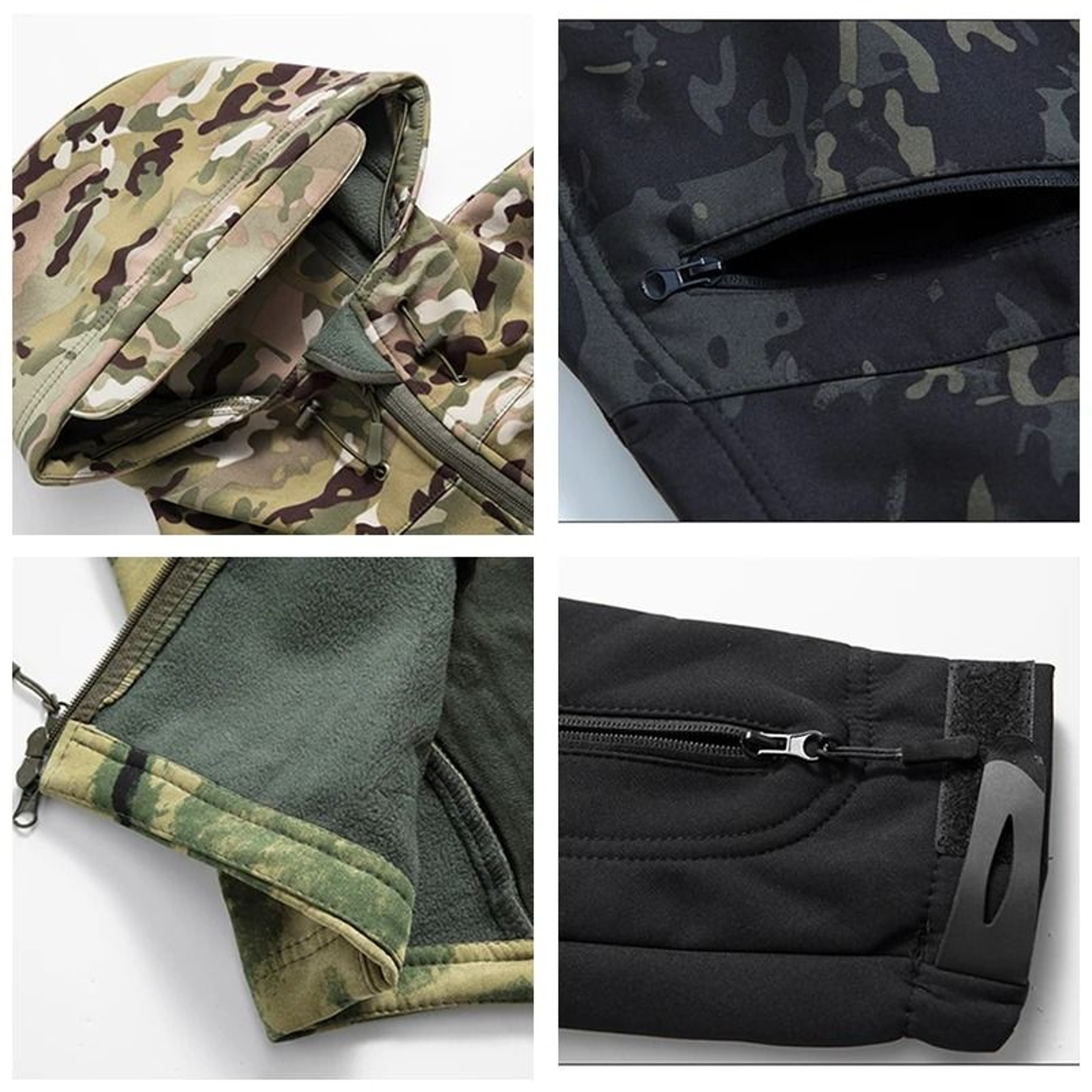 Lurker Shark Skin Softshell Tactical Jacket  Waterproof Fleece Hooded Camo Coat For Hunting  Outdoo 5