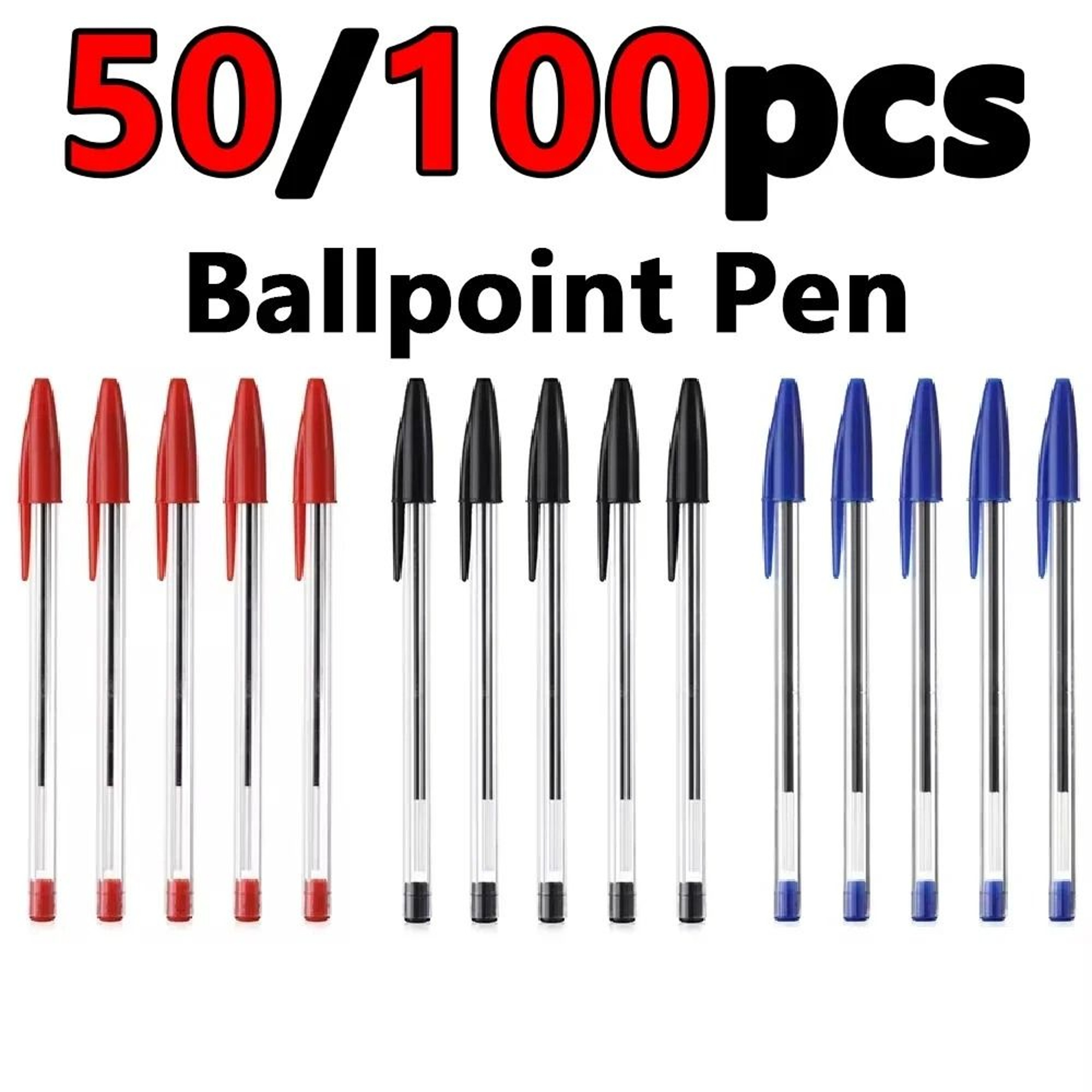 50100Pack 10mm Blue  Black Ballpoint Pens  Smooth Writing Plastic Ball Point Pens For School  Offic 0