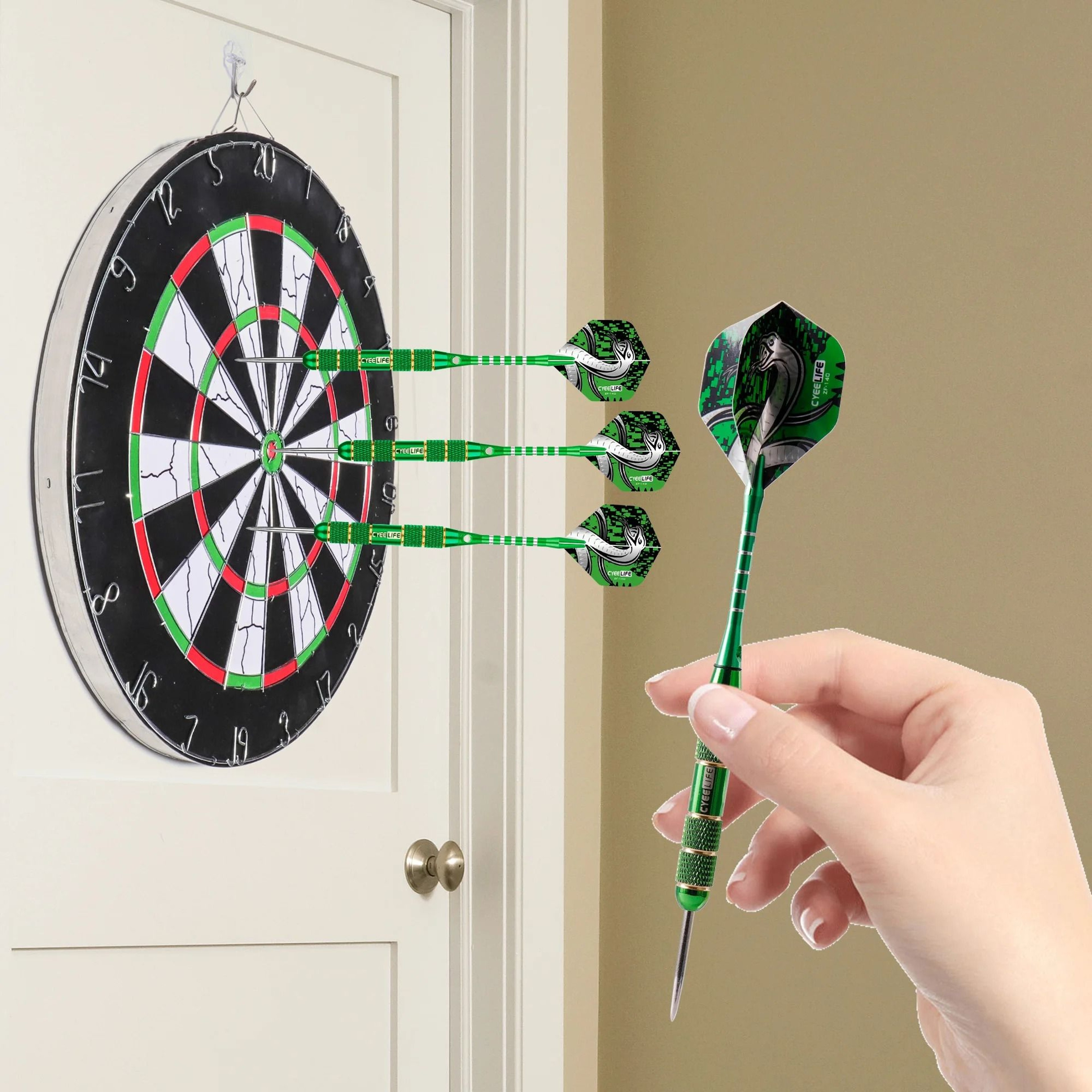 CyeeLife 24g Professional Steel Tip Dart Set  3PCS Pure Copper Darts With AntiFall Flights For Dart 5