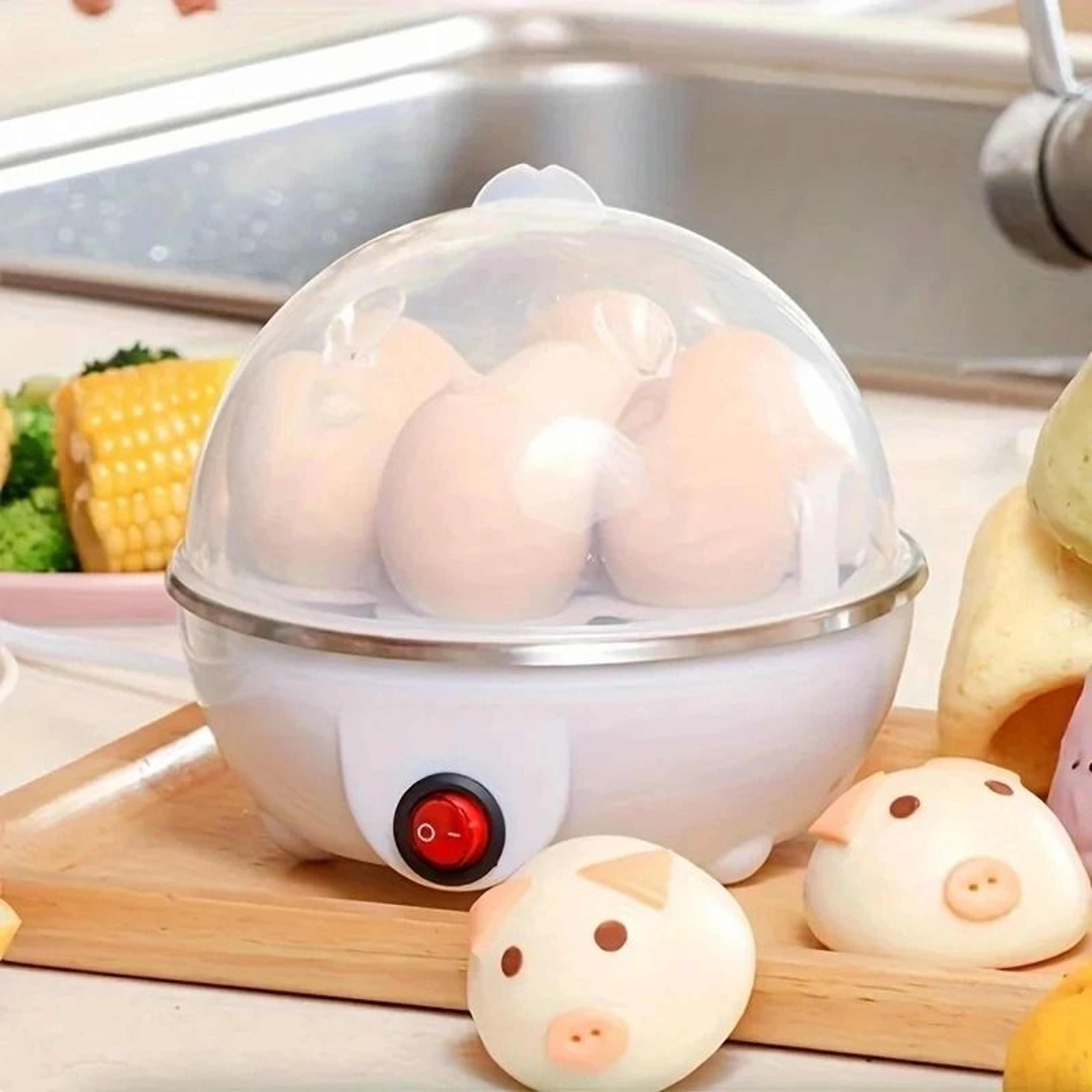 MultiFunctional 7Egg Automatic Electric Egg Cooker  Rapid Steamer  Poacher For Breakfast Prep EU Pl 3