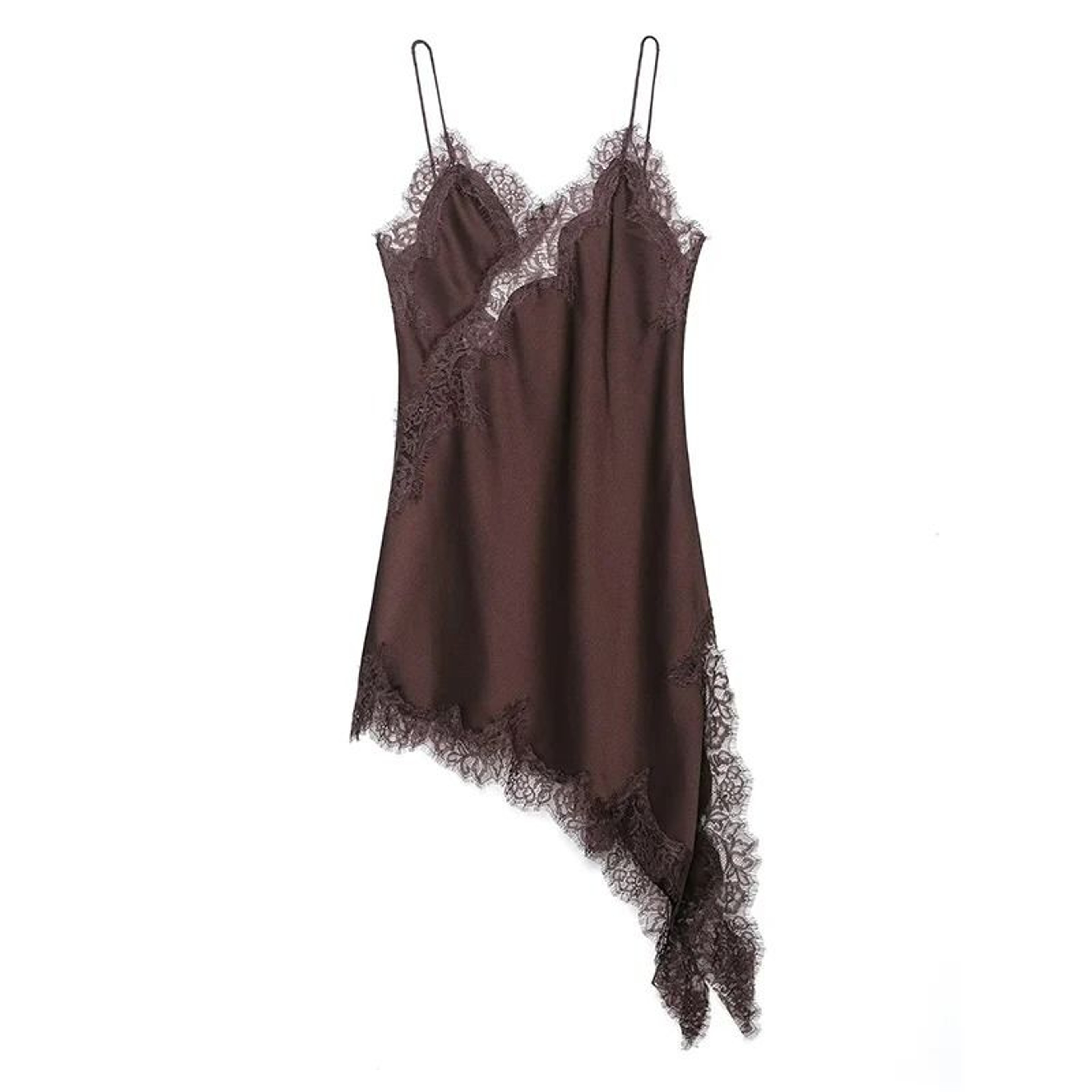 Satin Sexy Lace Spliced Short Sling Dress  Sleeveless Backless Asymmetric Party Mini Dress For Wome 6
