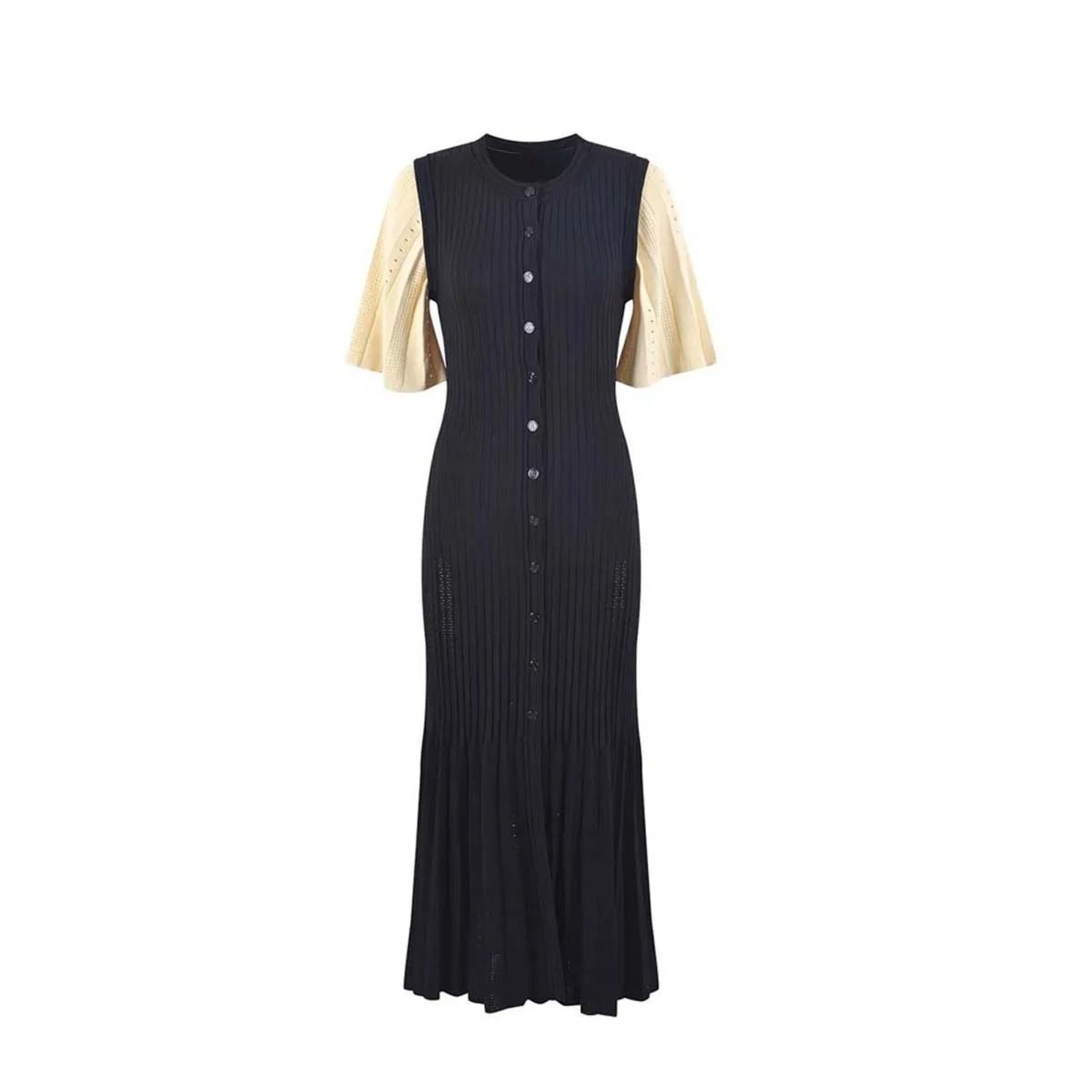 French Elegant HighEnd Knitted Mermaid Dress  Hollow Slimming Fishtail Knit Midi Dress For Women 6