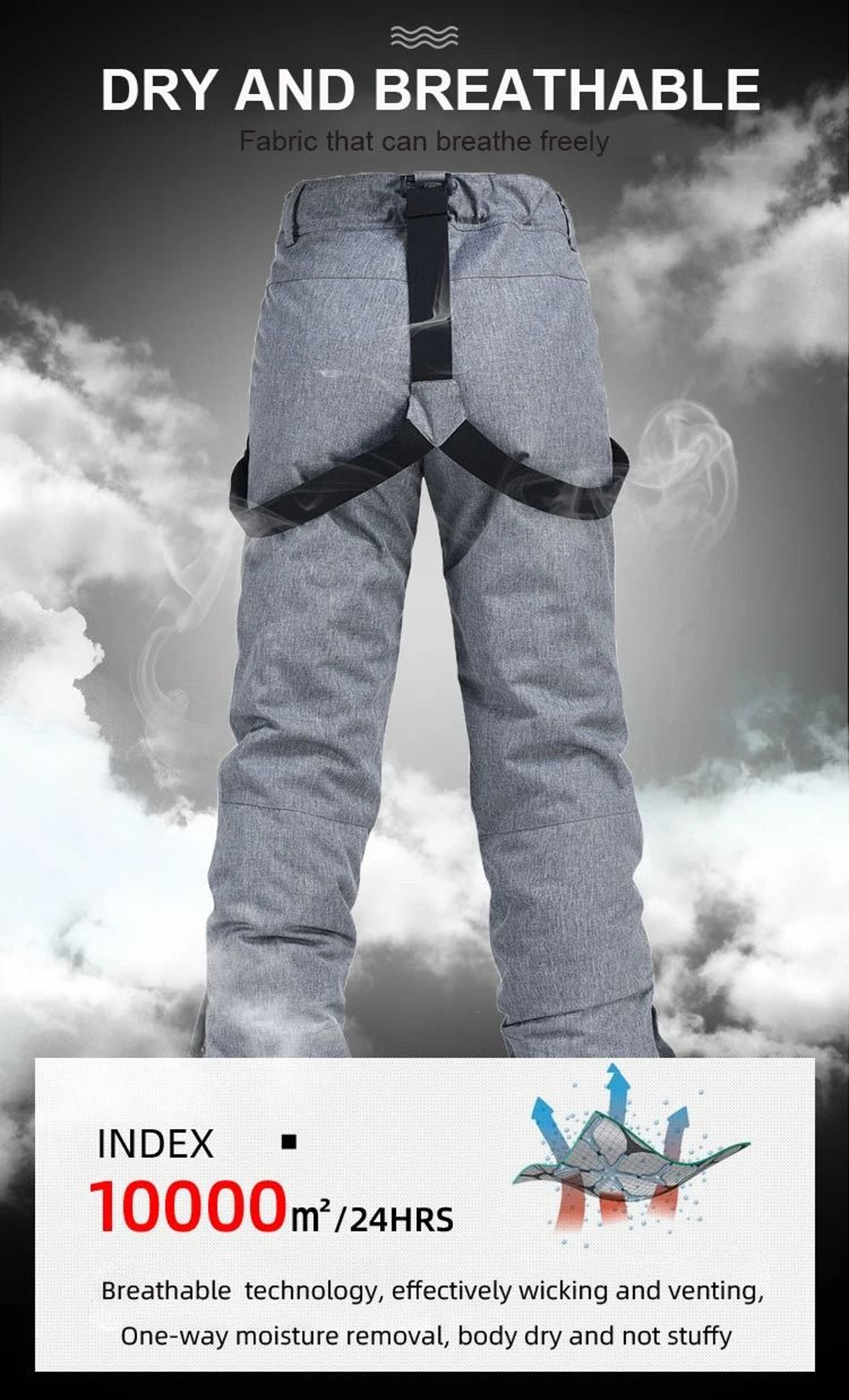 Unisex Winter Thick Warm Skiing Pants  Waterproof Windproof Suspender Snowboard Trousers 4