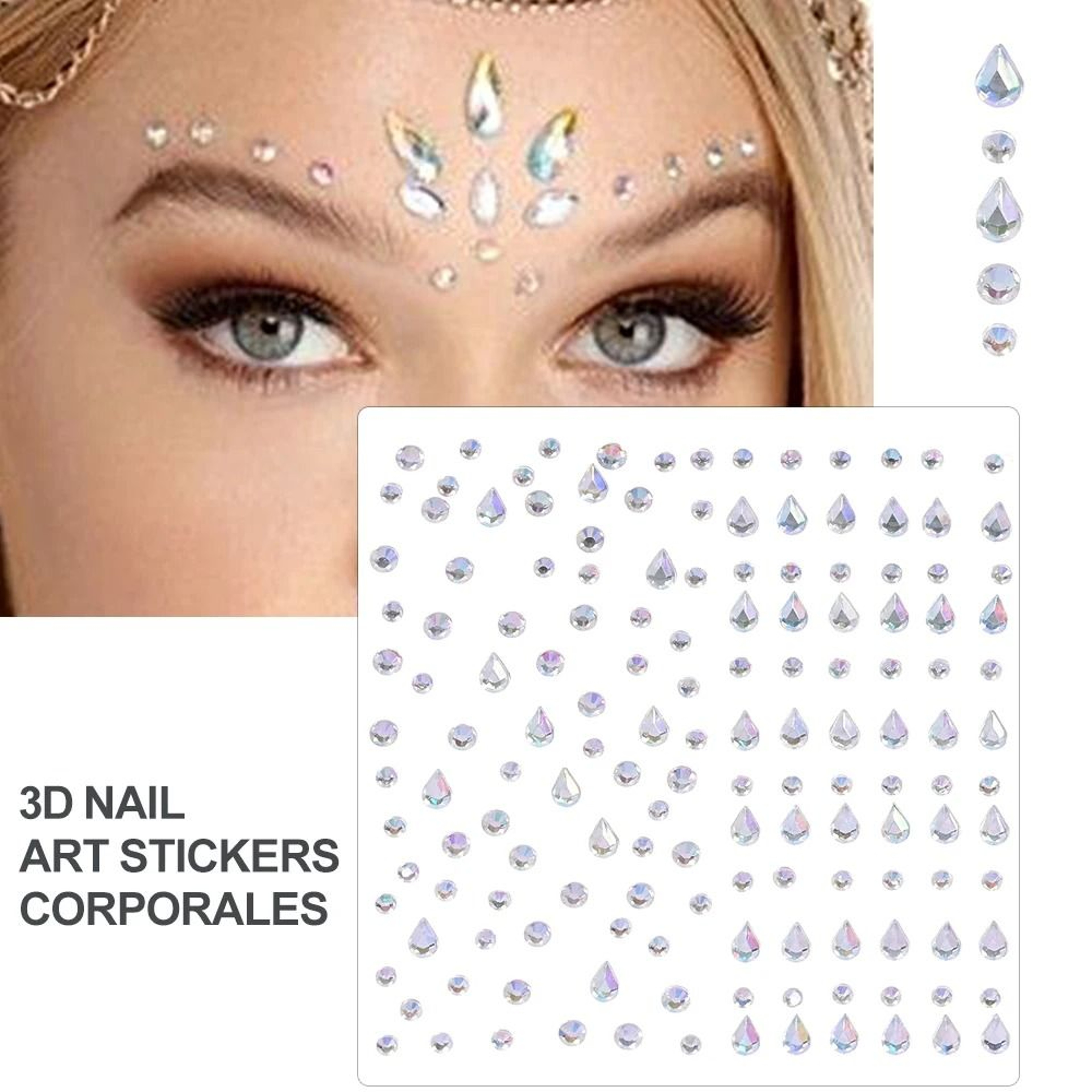 SelfAdhesive Pearl Stickers Set 162 Pcs  Mixed Sizes For Face Eyes Makeup  Hair 5