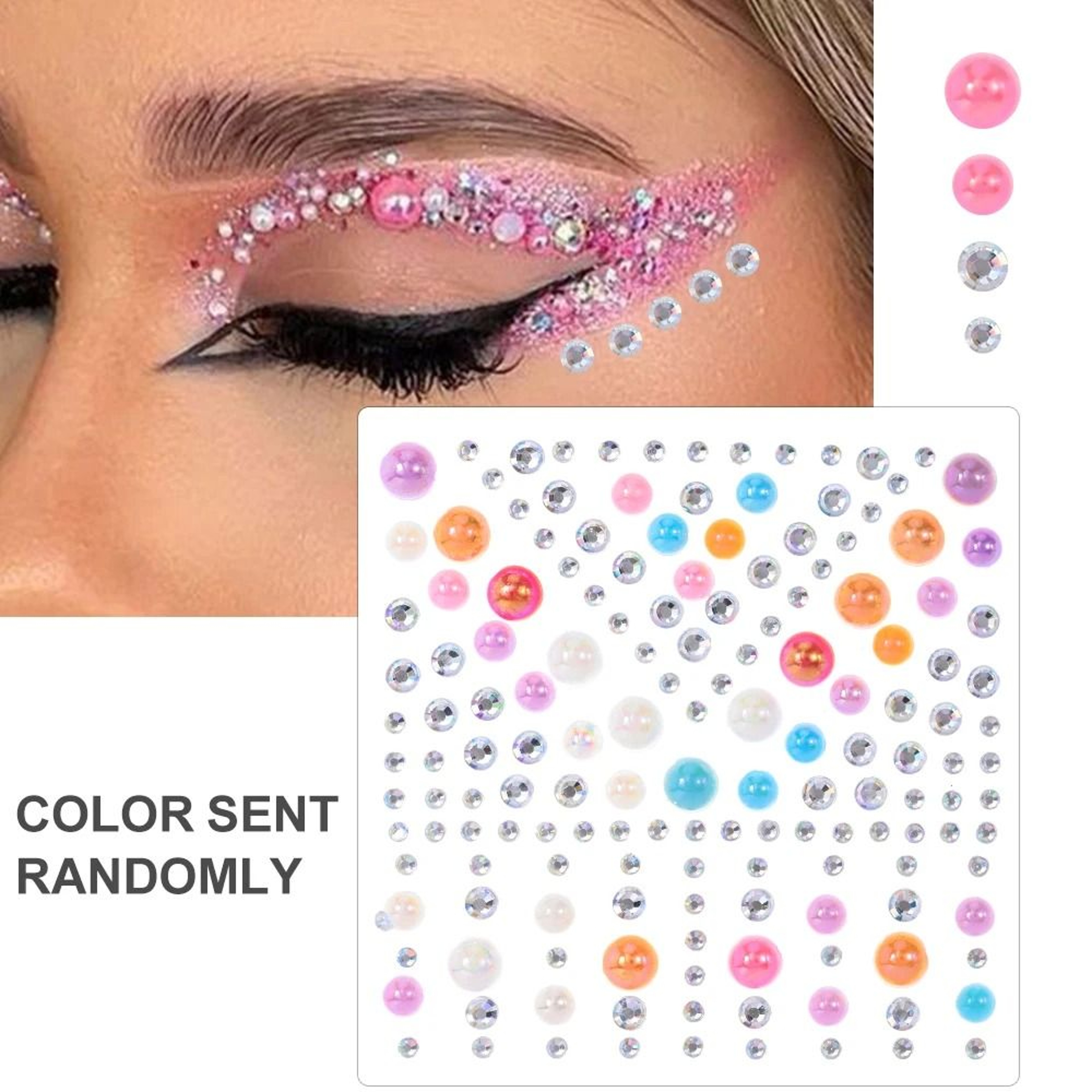 SelfAdhesive Pearl Stickers Set 162 Pcs  Mixed Sizes For Face Eyes Makeup  Hair 12