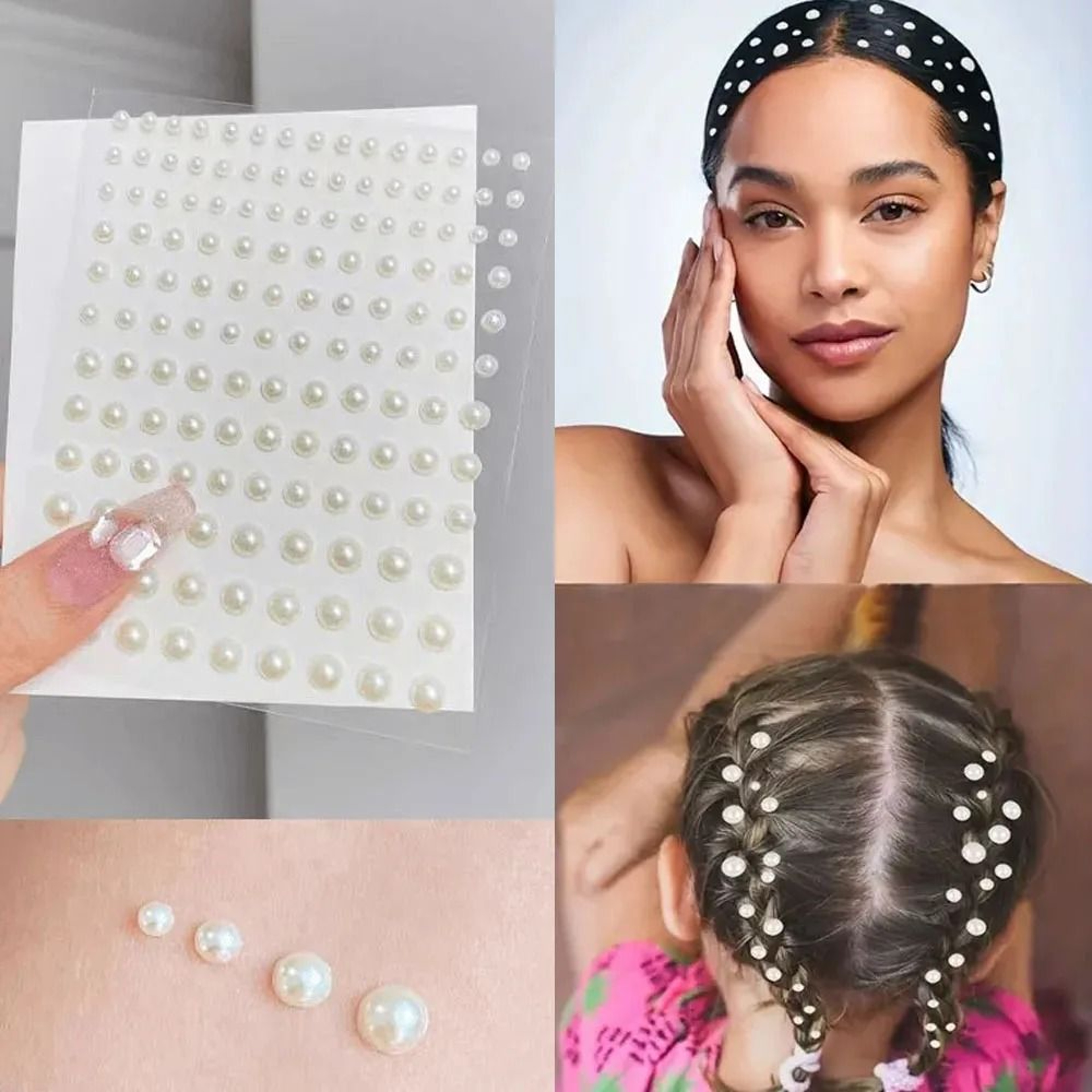 SelfAdhesive Pearl Stickers Set 162 Pcs  Mixed Sizes For Face Eyes Makeup  Hair 0