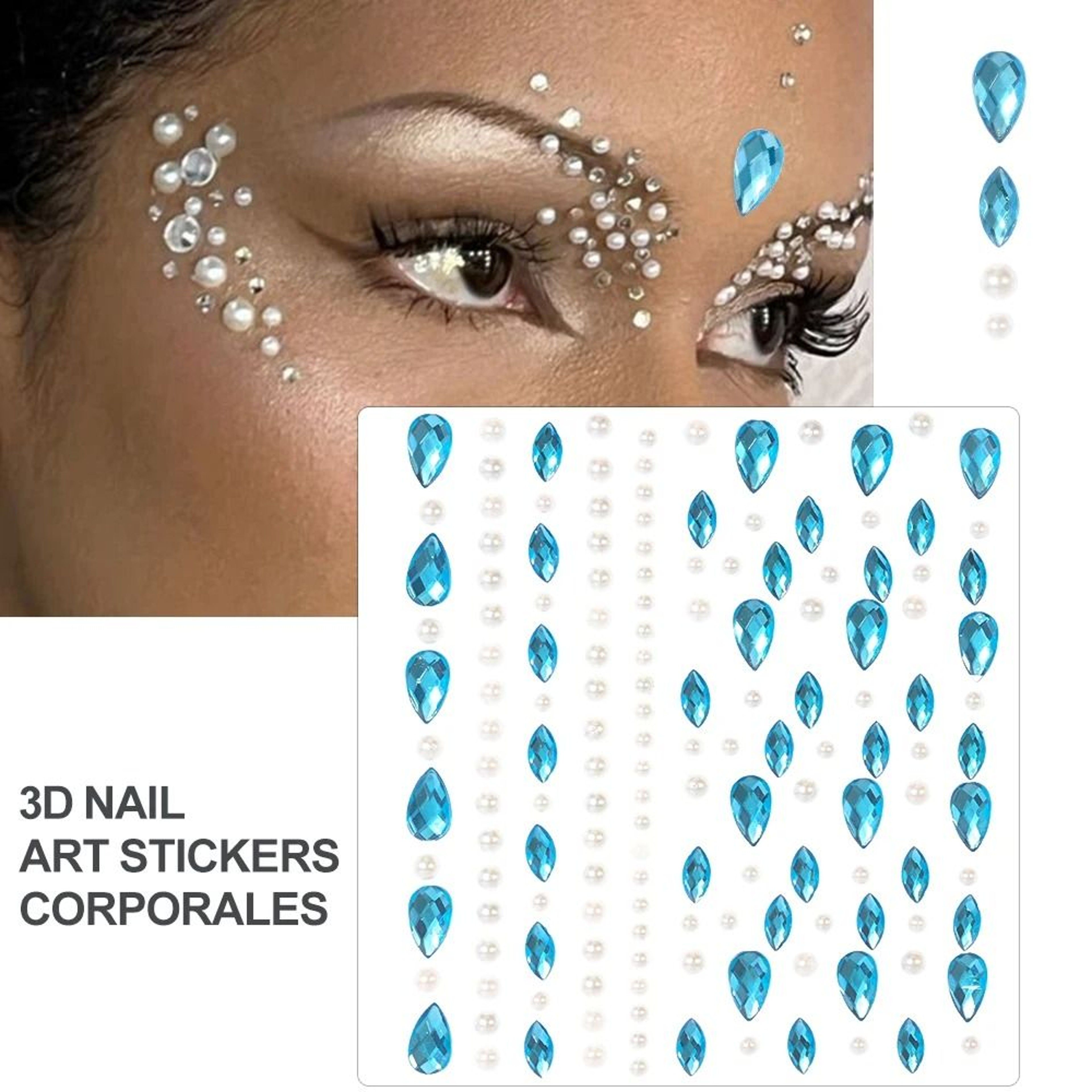 SelfAdhesive Pearl Stickers Set 162 Pcs  Mixed Sizes For Face Eyes Makeup  Hair 25