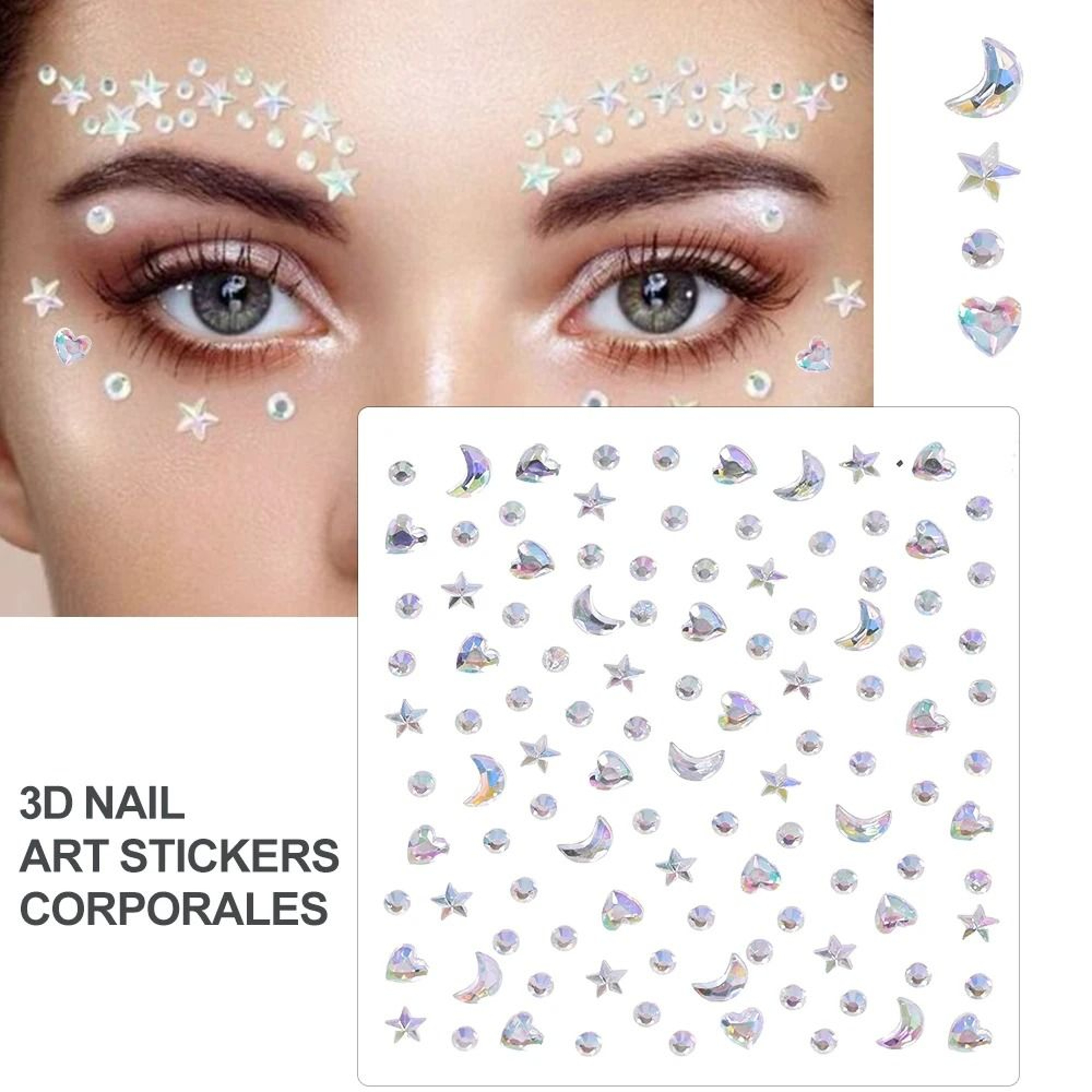 SelfAdhesive Pearl Stickers Set 162 Pcs  Mixed Sizes For Face Eyes Makeup  Hair 28