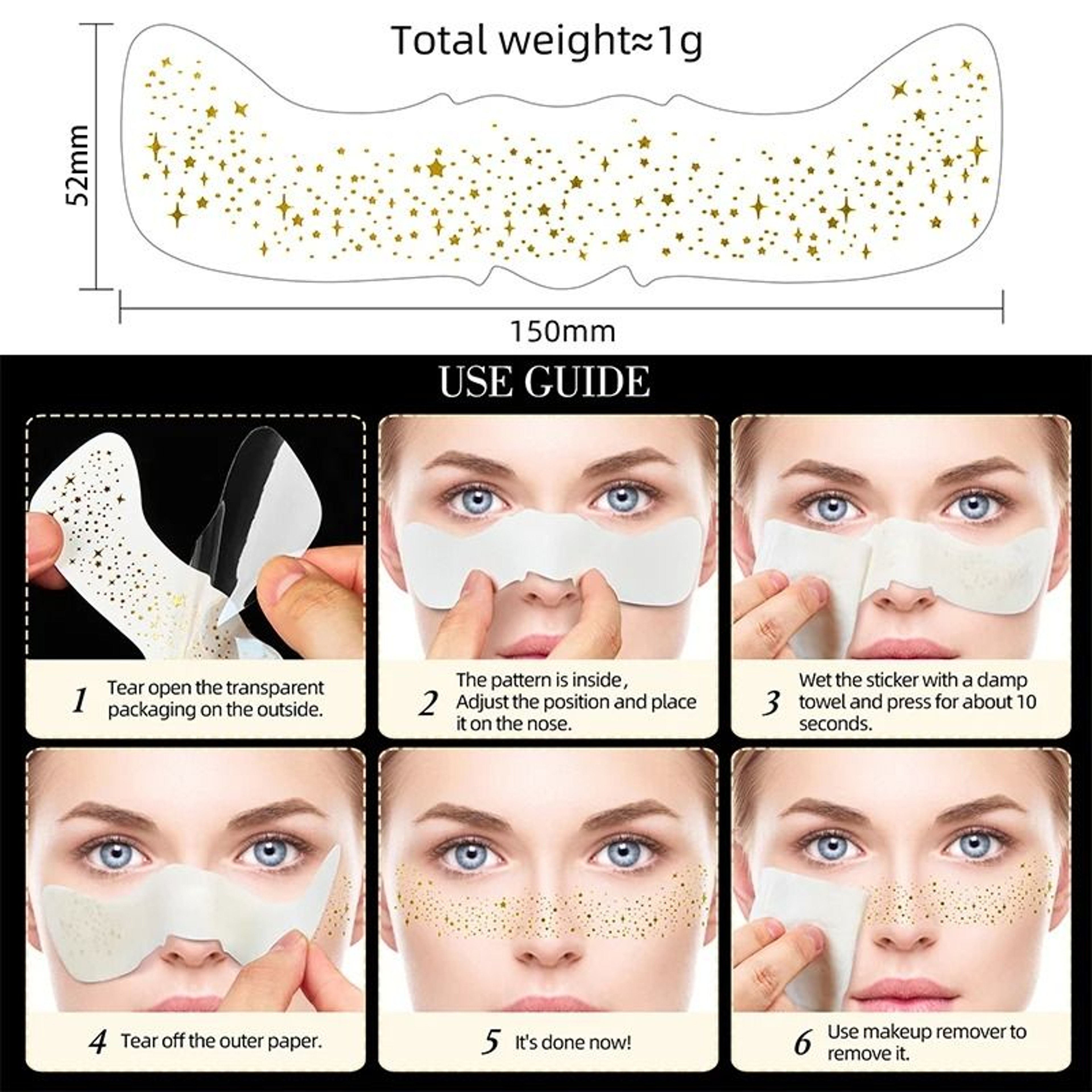 Glitter Metallic Stamping Freckles Makeup Patches  Gold  Silver Fake Freckle Temporary Tattoo Stick 5