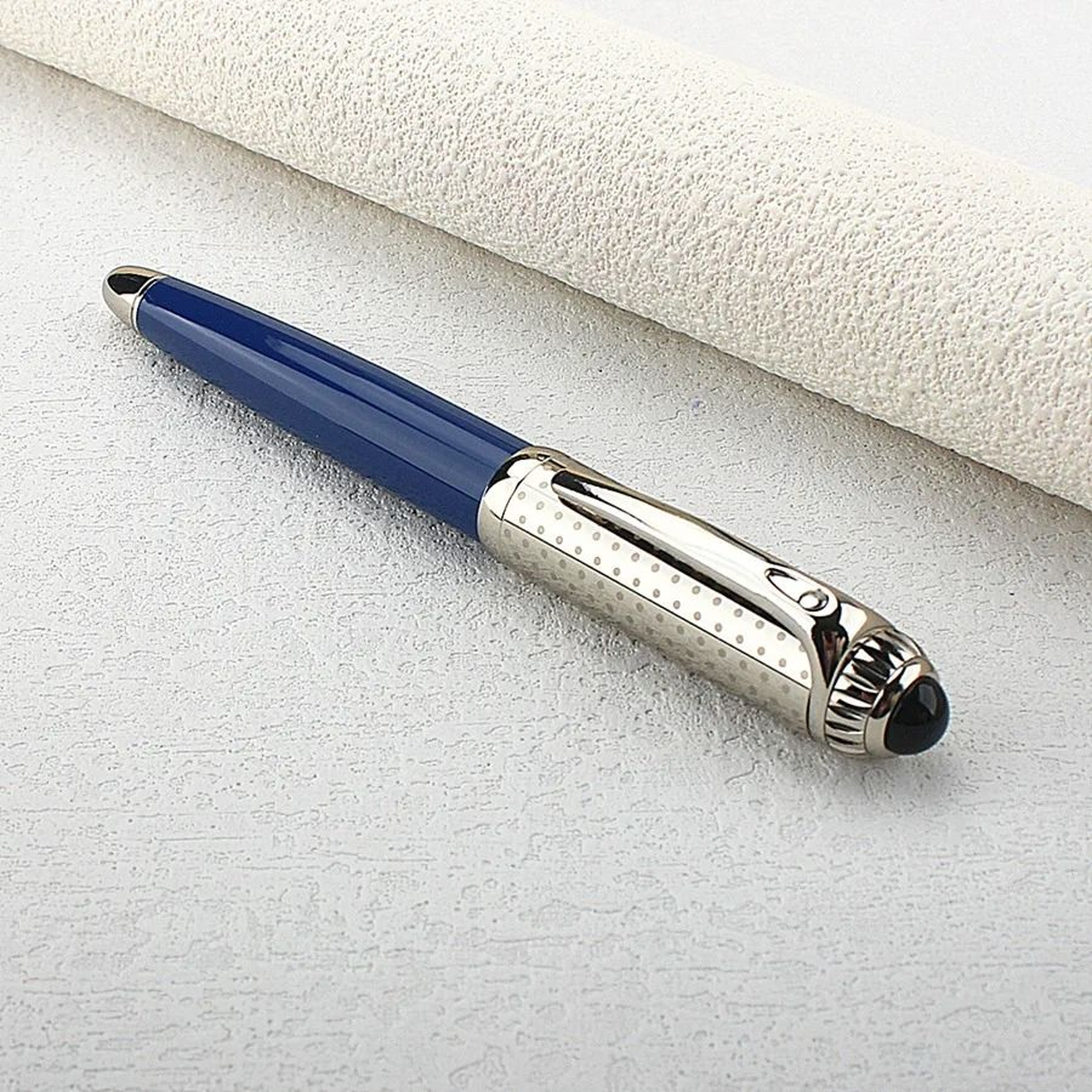 Luxury Business Deep Blue Oversized Metal Rollerball  Ballpoint Pen  Silver Clip  Smooth Blue Ink 1