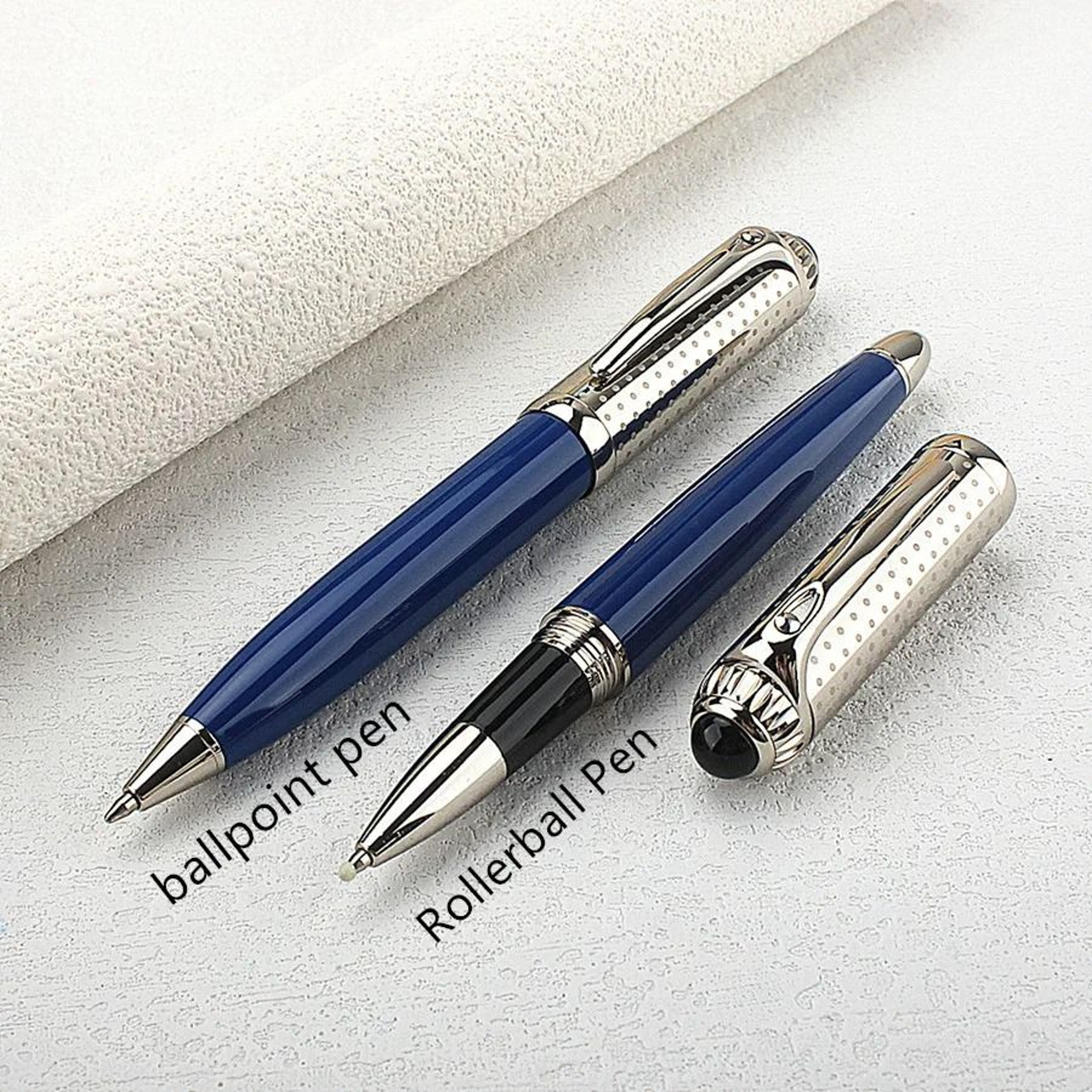 Luxury Business Deep Blue Oversized Metal Rollerball  Ballpoint Pen  Silver Clip  Smooth Blue Ink 7