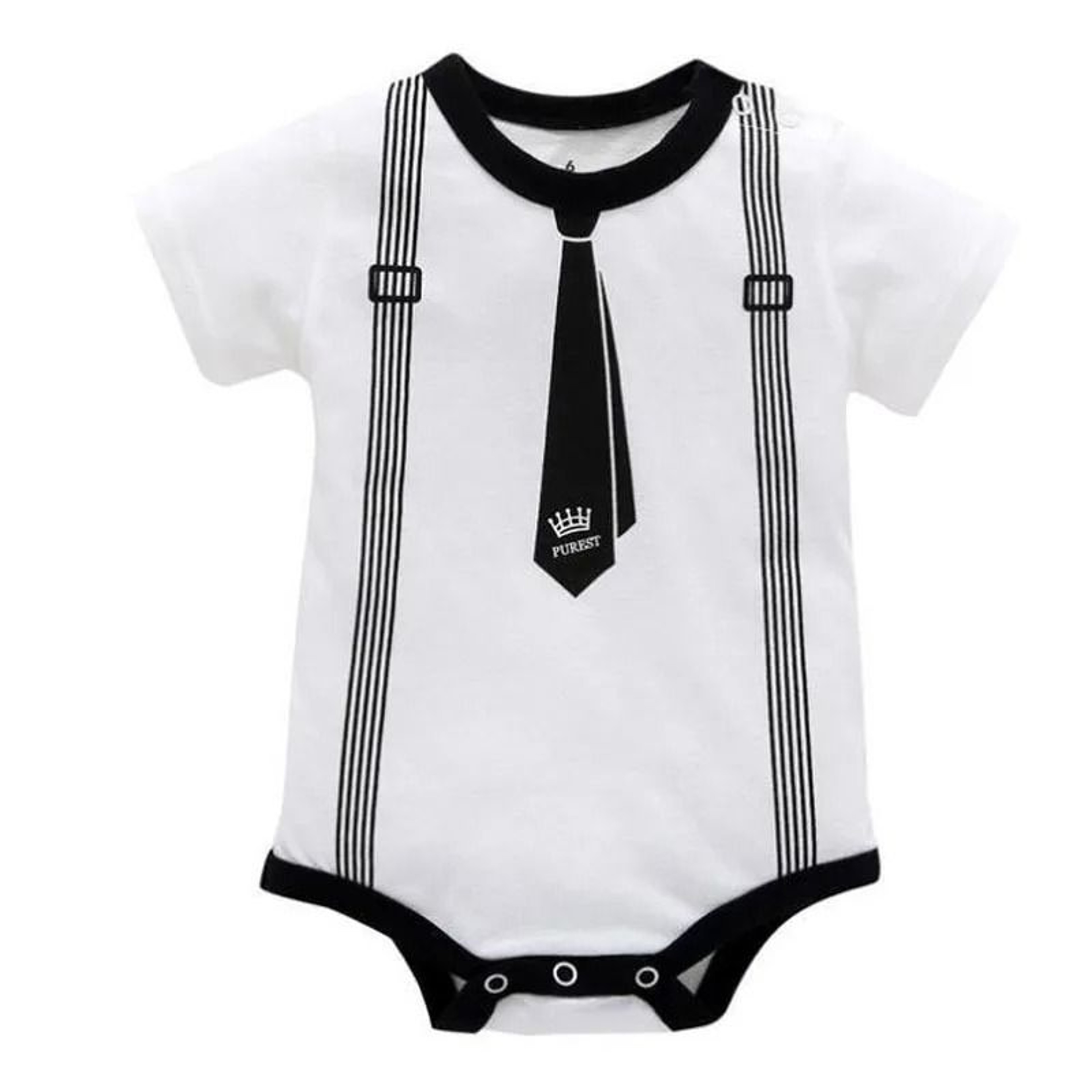 Newborn Baby Boy Gentleman Romper  100 Cotton ShortSleeve Tie  Suspenders Print Onesie Jumpsuit 012 1