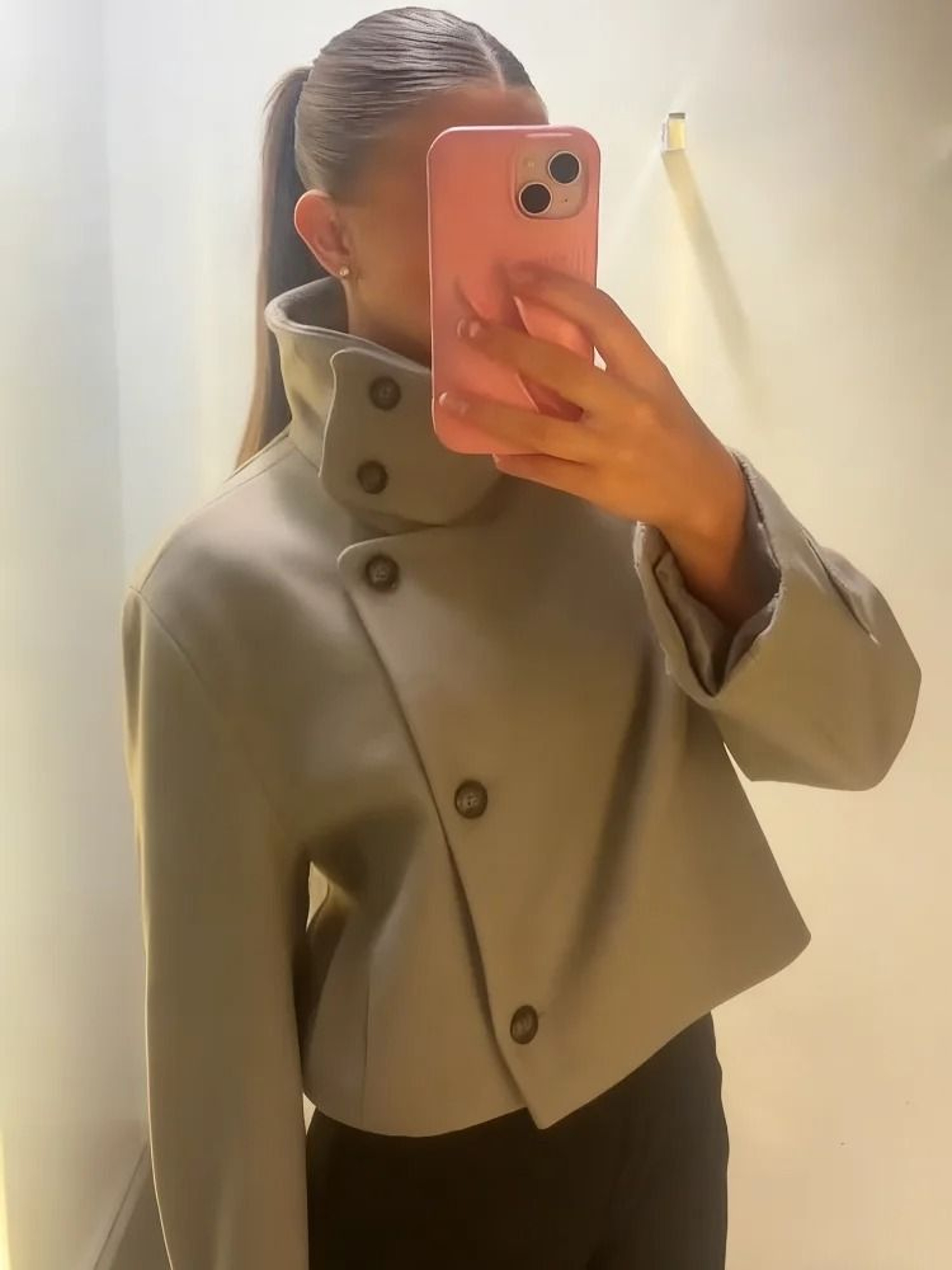Womens Stand Collar Short Jacket  Elegant SingleBreasted Long Sleeve Spring Coat 5