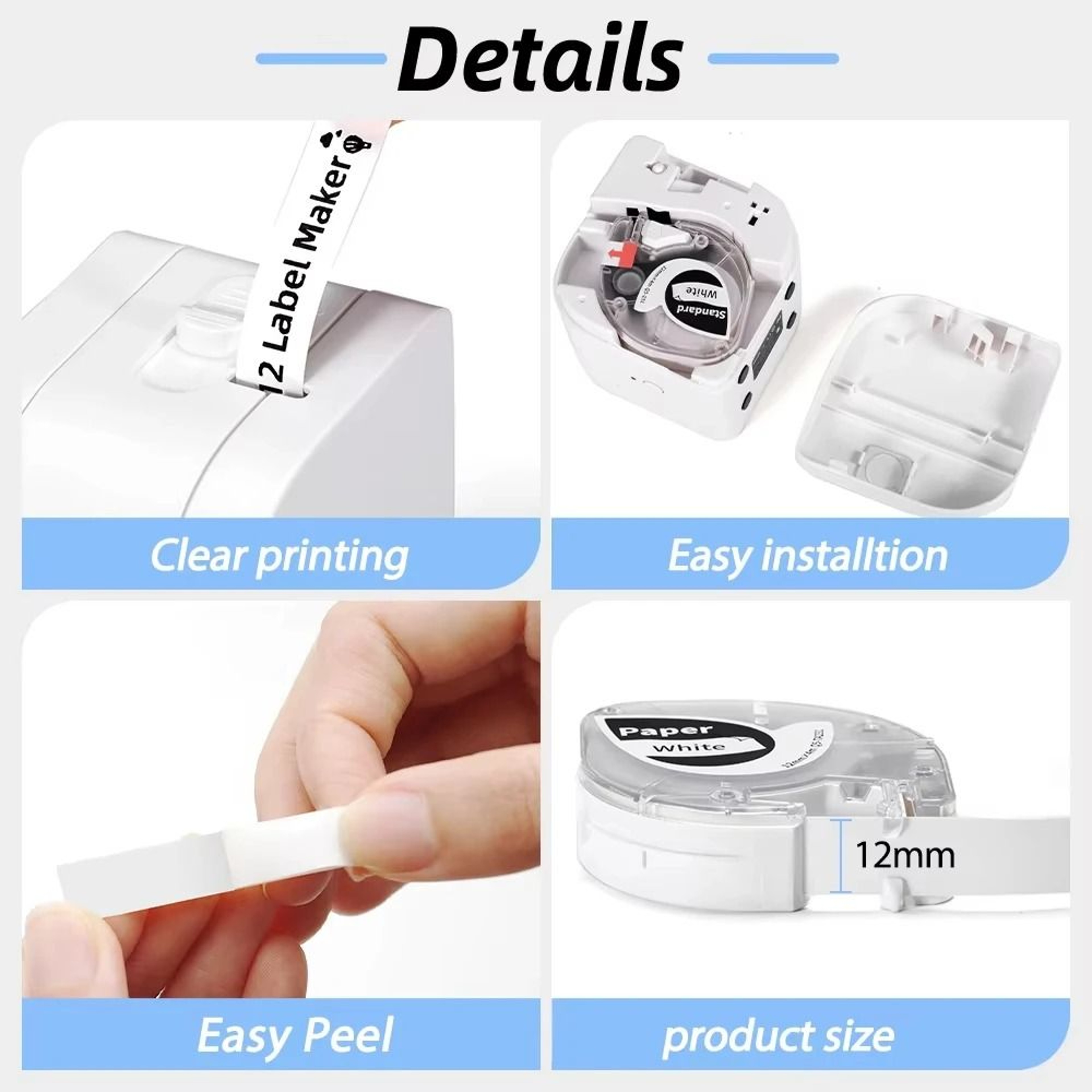 1Pack Label Maker Tape Refill For Phomemo P12  P12Pro  DYMO Letratag LT100H LT100T 2