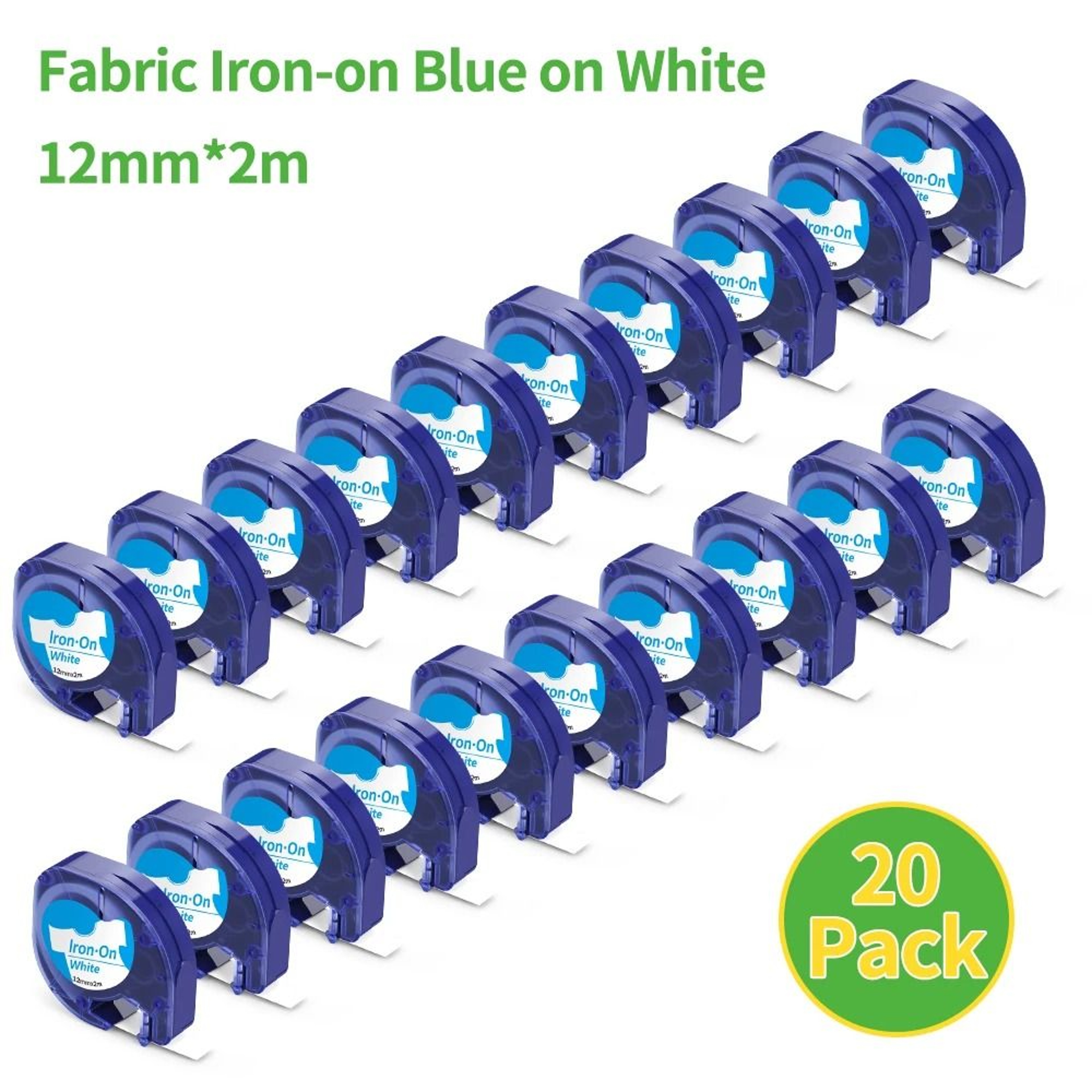 20Pack 12mm Black On Green Compatible Dymo LetraTag Plastic Label Tape Cartridges 91334 91204 18