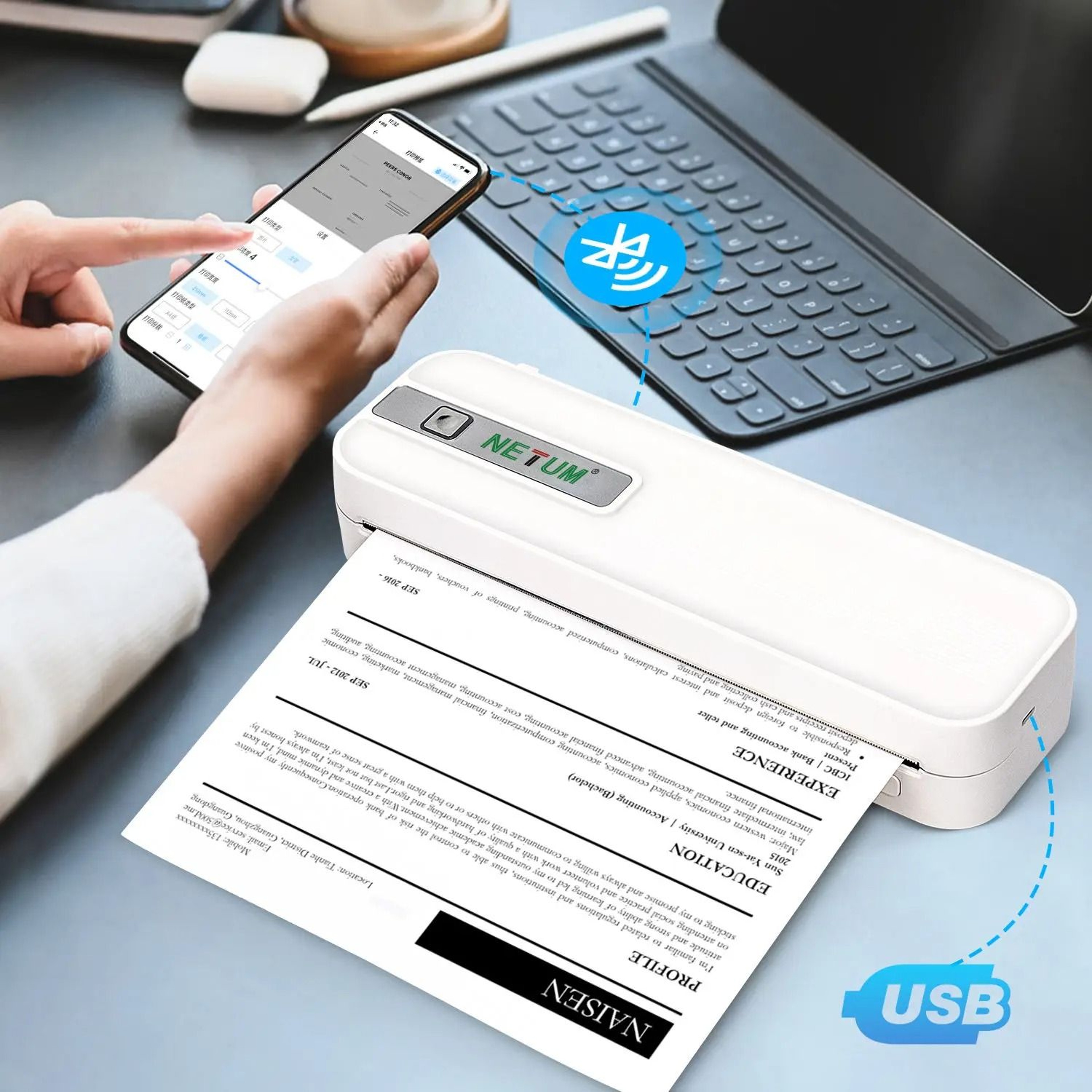 XLP801 Portable Wireless Thermal Printer  Bluetooth Inkless Printer For Phone  PC 0