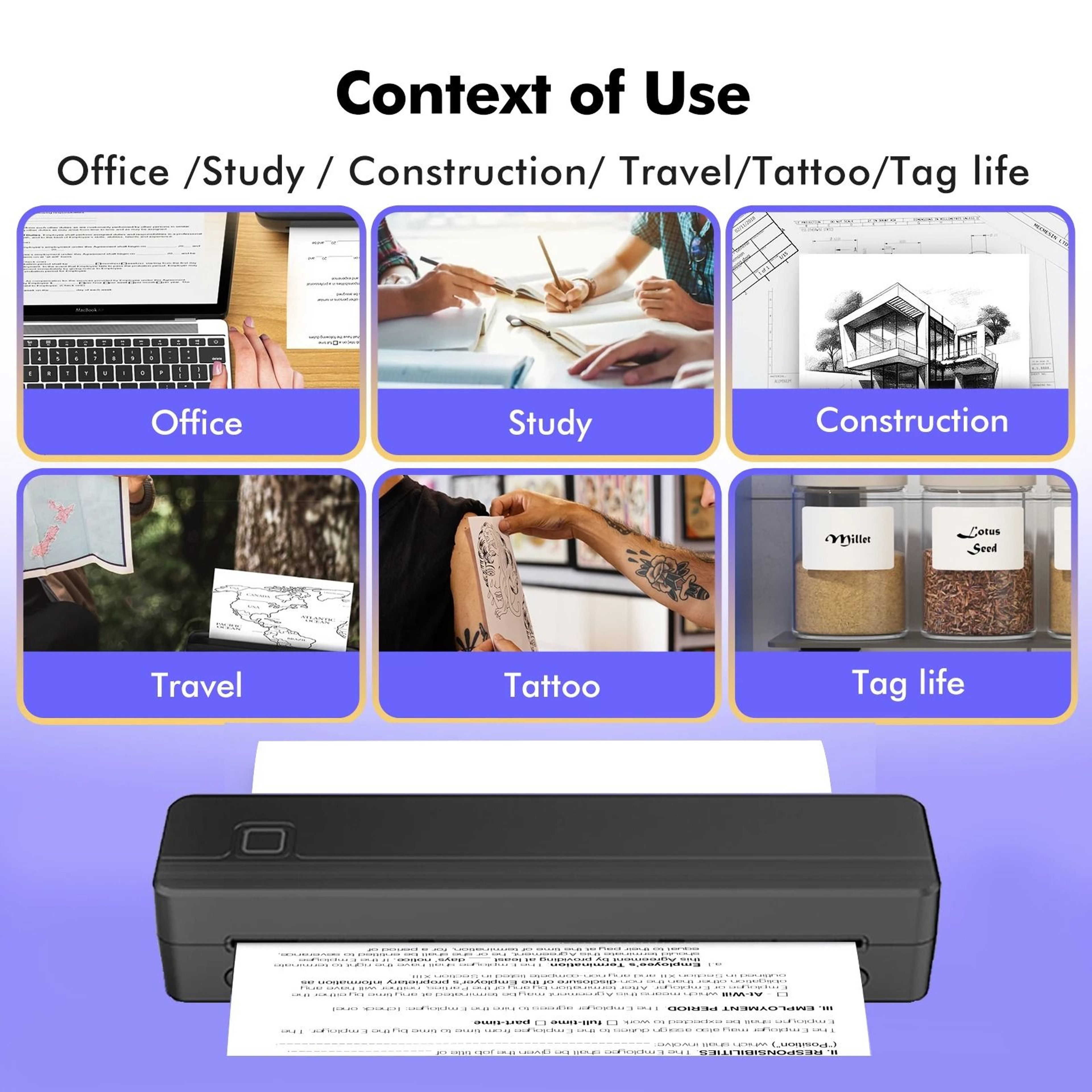 Portable A4 Thermal Bluetooth Tattoo Stencil Printer For Phone  PC 5
