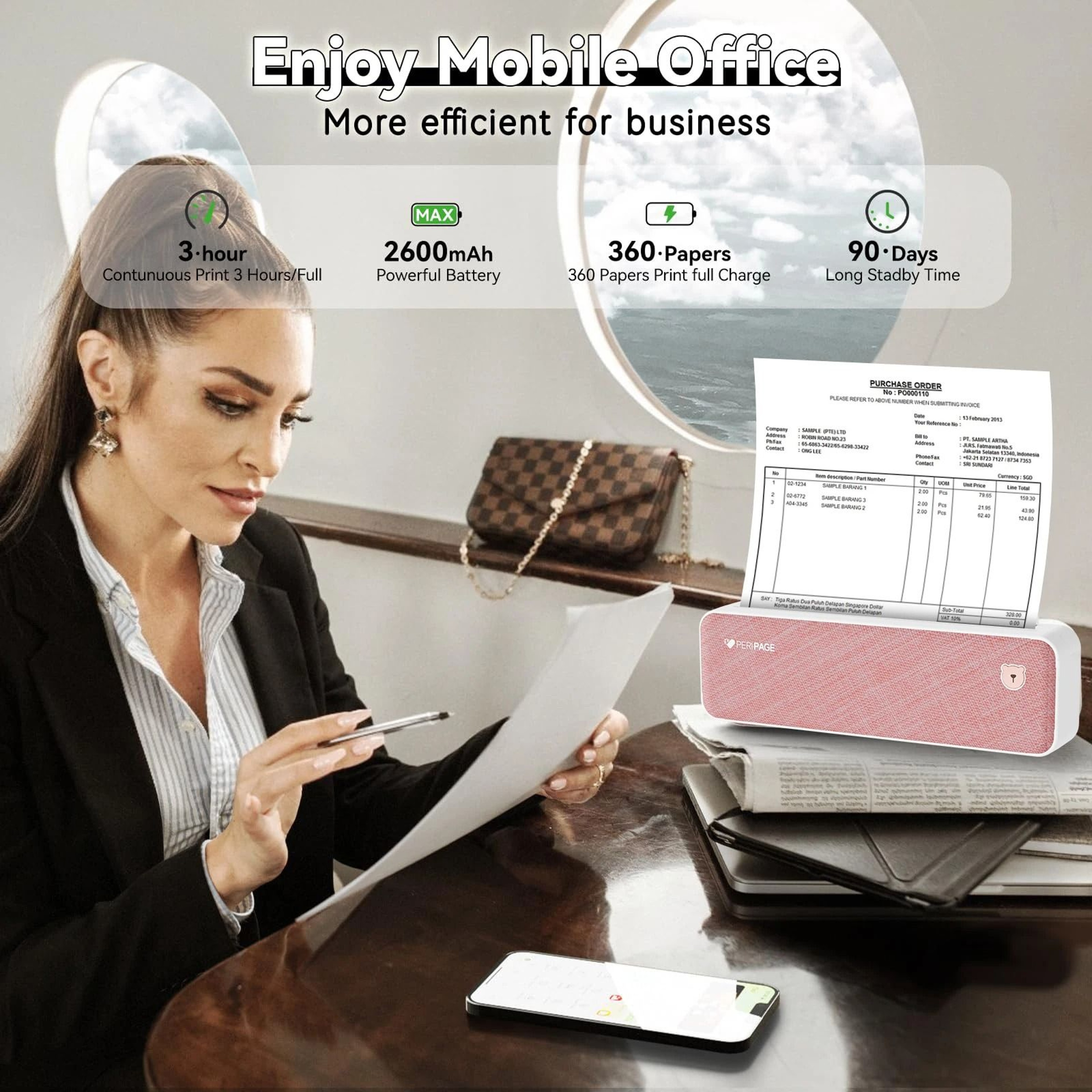 PeriPage A40 304DPI HD Portable Wireless Thermal A4 Printer 5