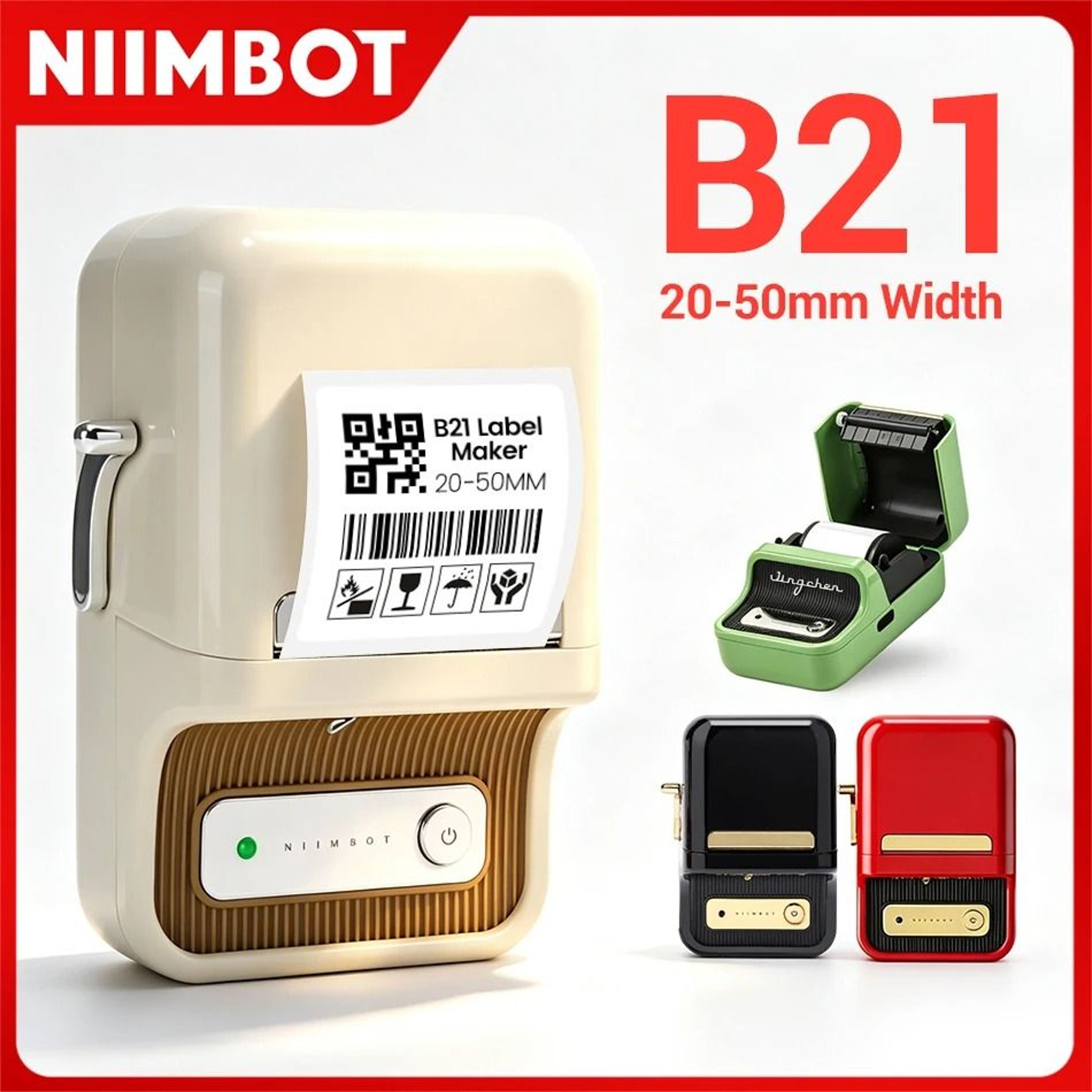 NIIMBOT B21 Wireless Portable Thermal Label Printer For Barcode Apparel  Retail 0