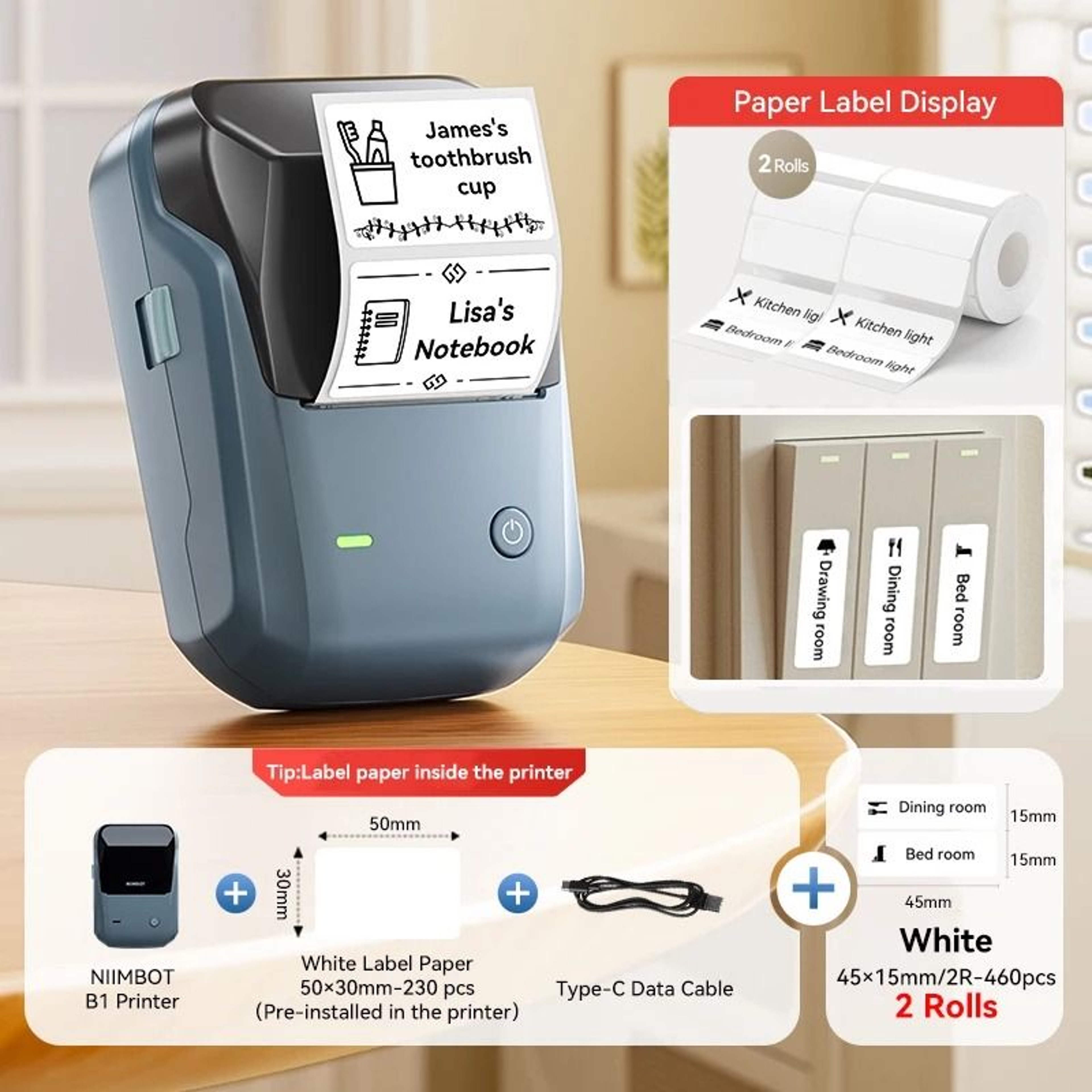 NIIMBOT B1 Wireless Thermal Label Printer 2050mm Print Width 10