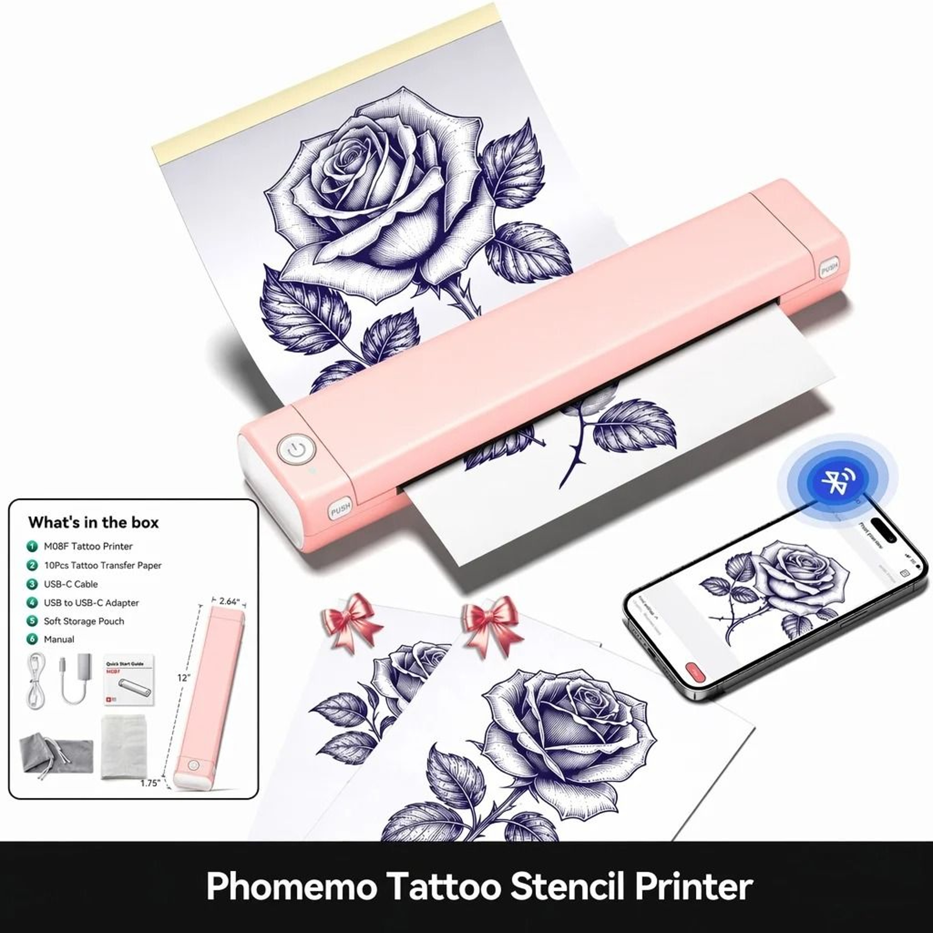 Phomemo M08F Wireless Bluetooth Tattoo Stencil Printer With 10 Sheets Stencil Paper 11