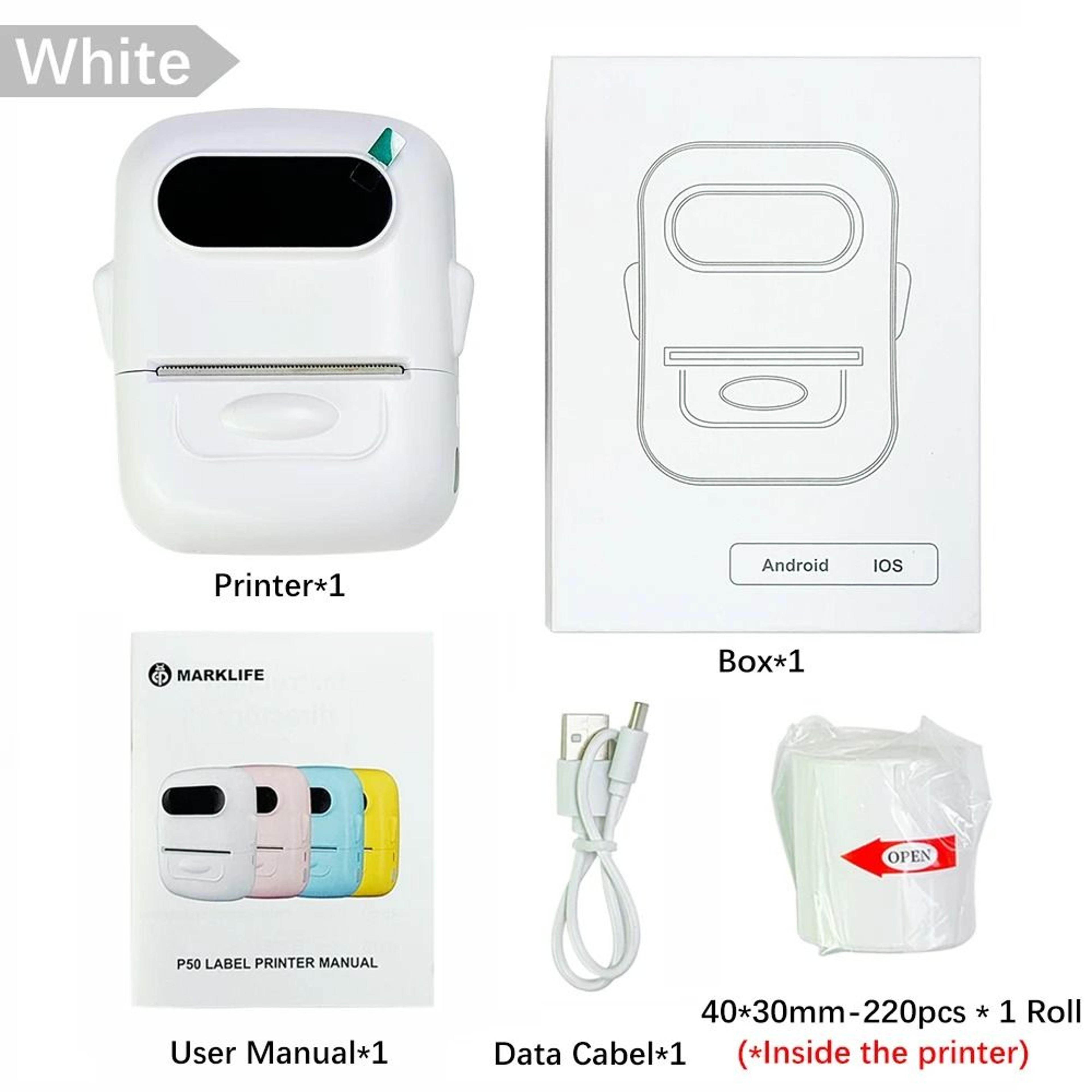 Marklife P50 Mini Portable Wireless Thermal Label Printer 1250mm 8