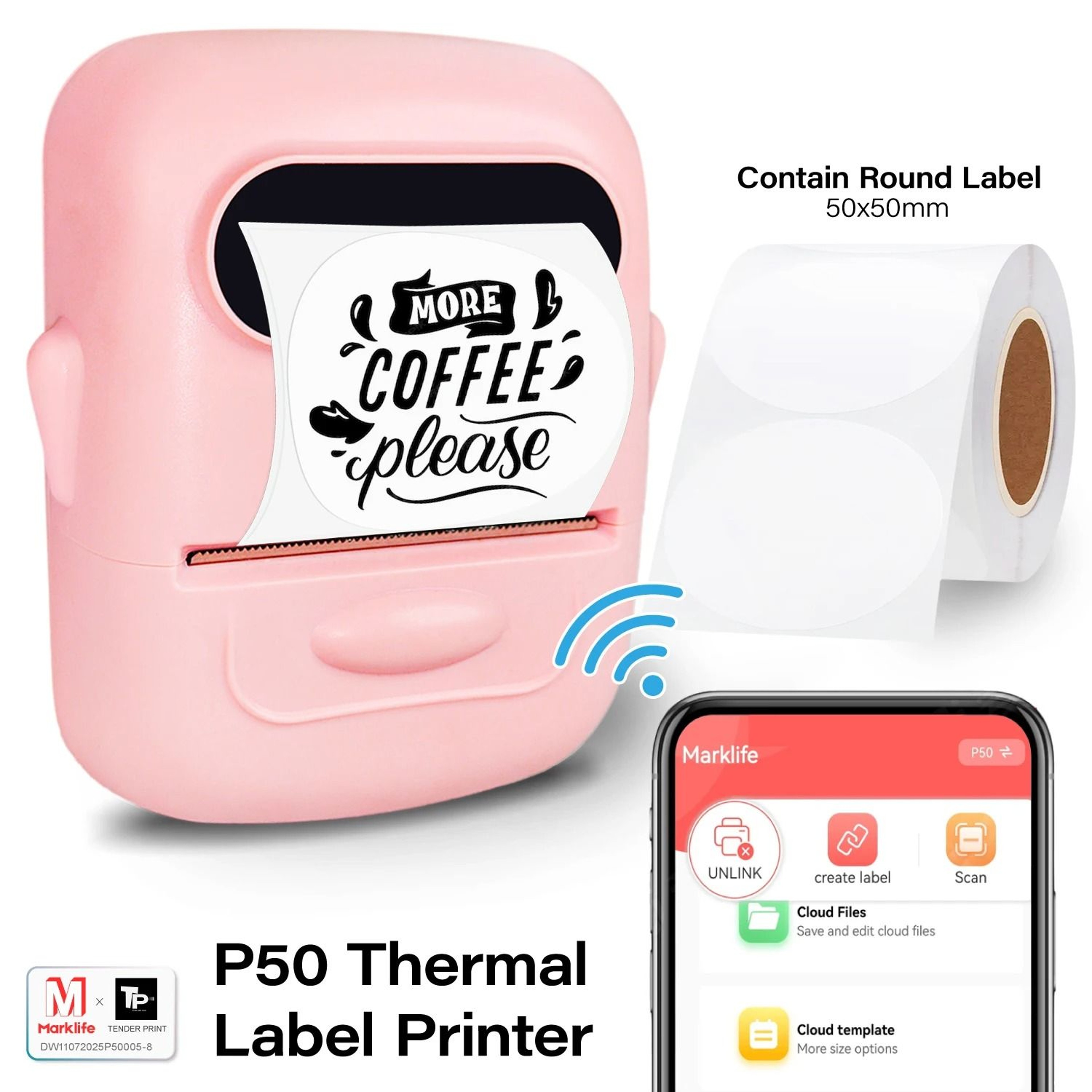 Marklife P50 Portable Mini Wireless Thermal Label Printer 10