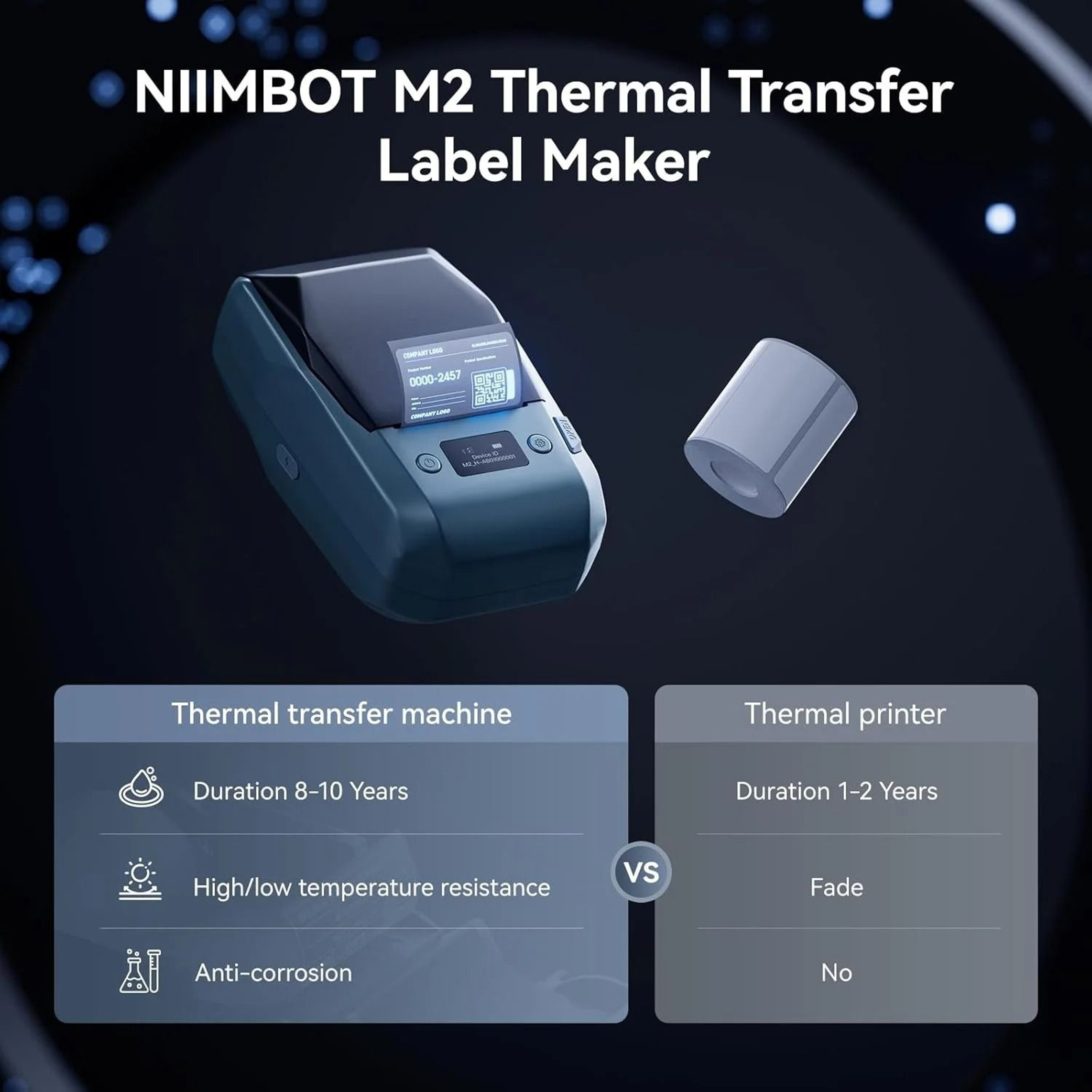 NIIMBOT M2 300DPI Portable Thermal Transfer Wireless Label Printer 1