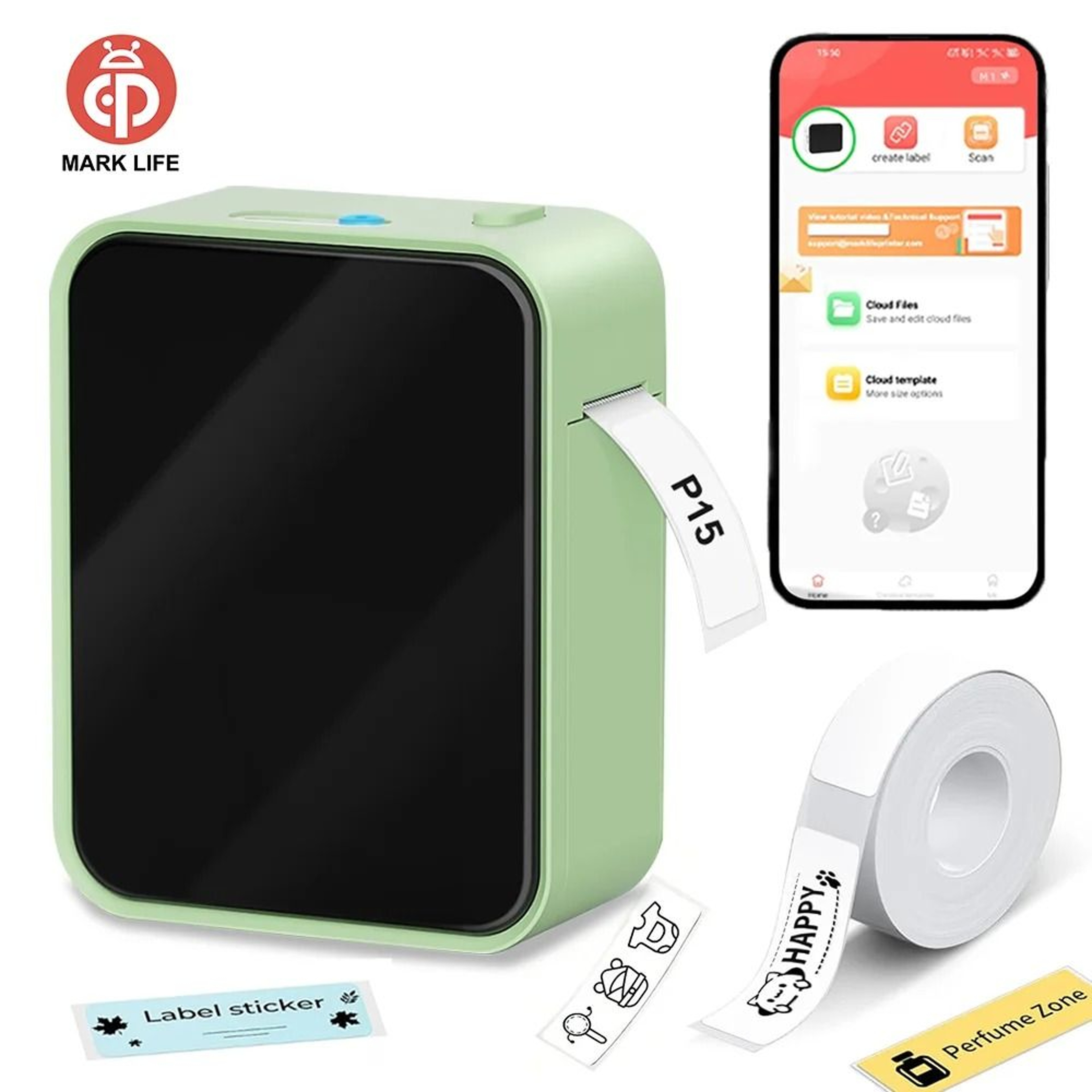 Marklife P15 Mini Portable Bluetooth Thermal Label Printer  Sticker Maker 0