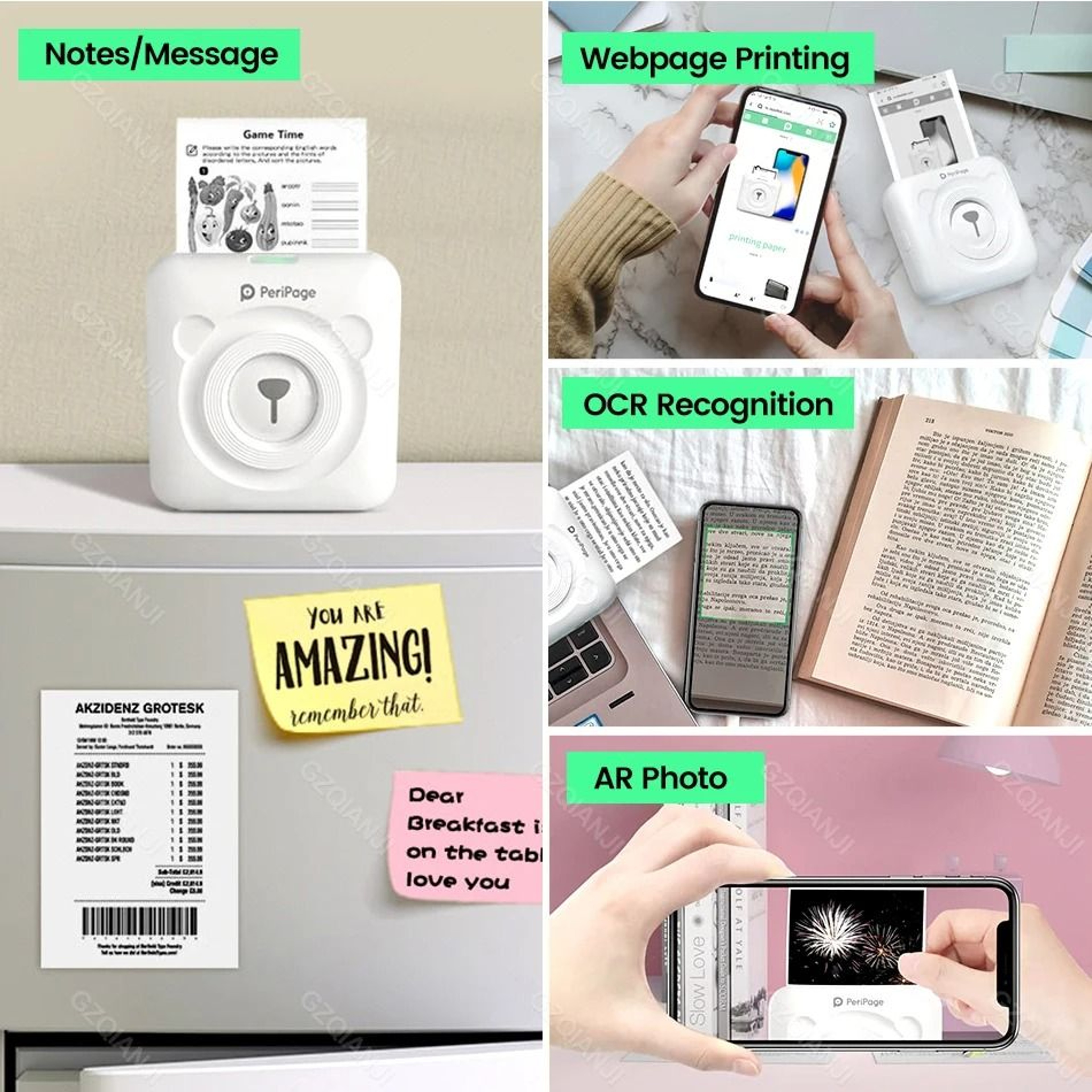 PeriPage A6 300DPI Mini Bluetooth Thermal Photo  Label Printer 5