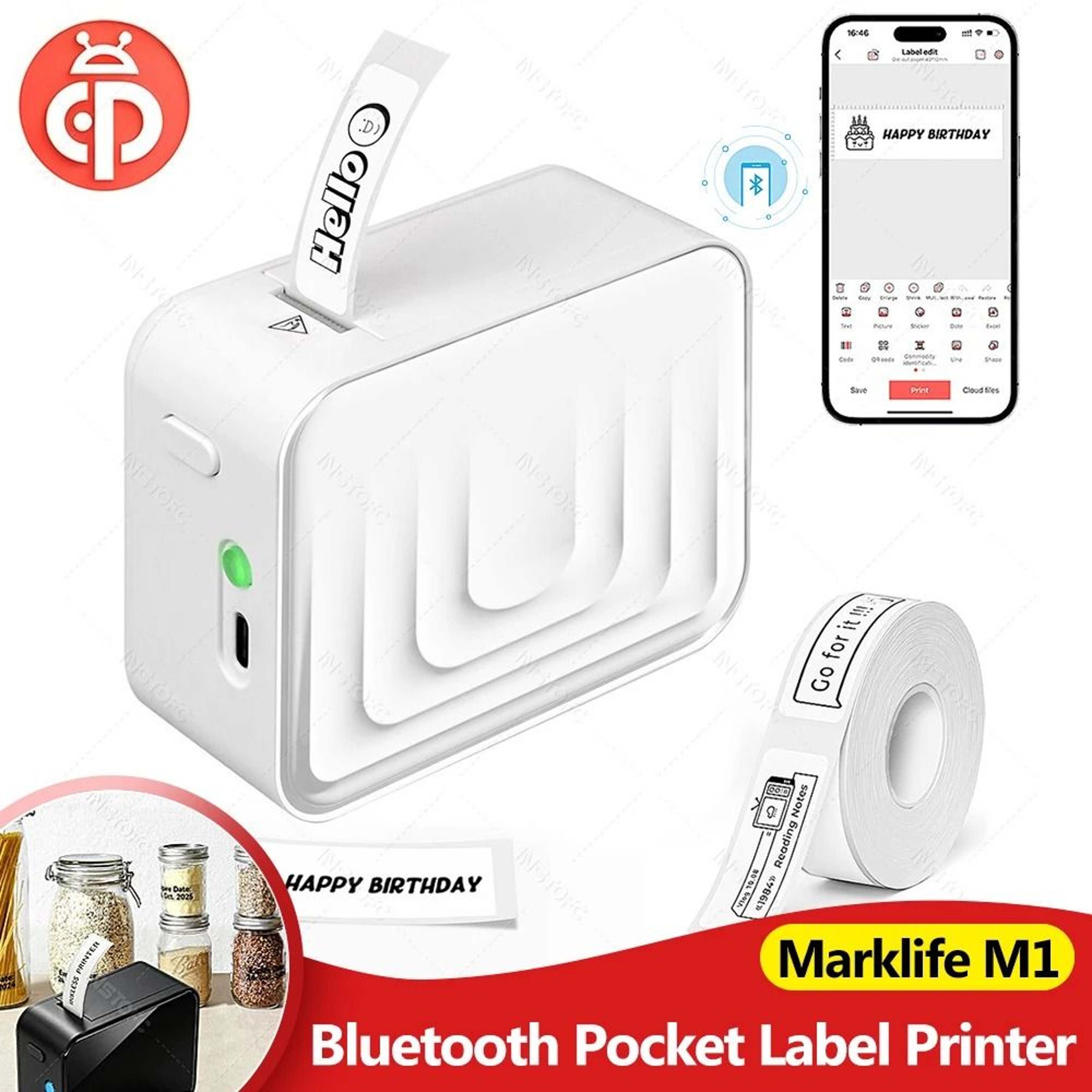 Marklife M1 Mini Portable Bluetooth Thermal Label Printer 0