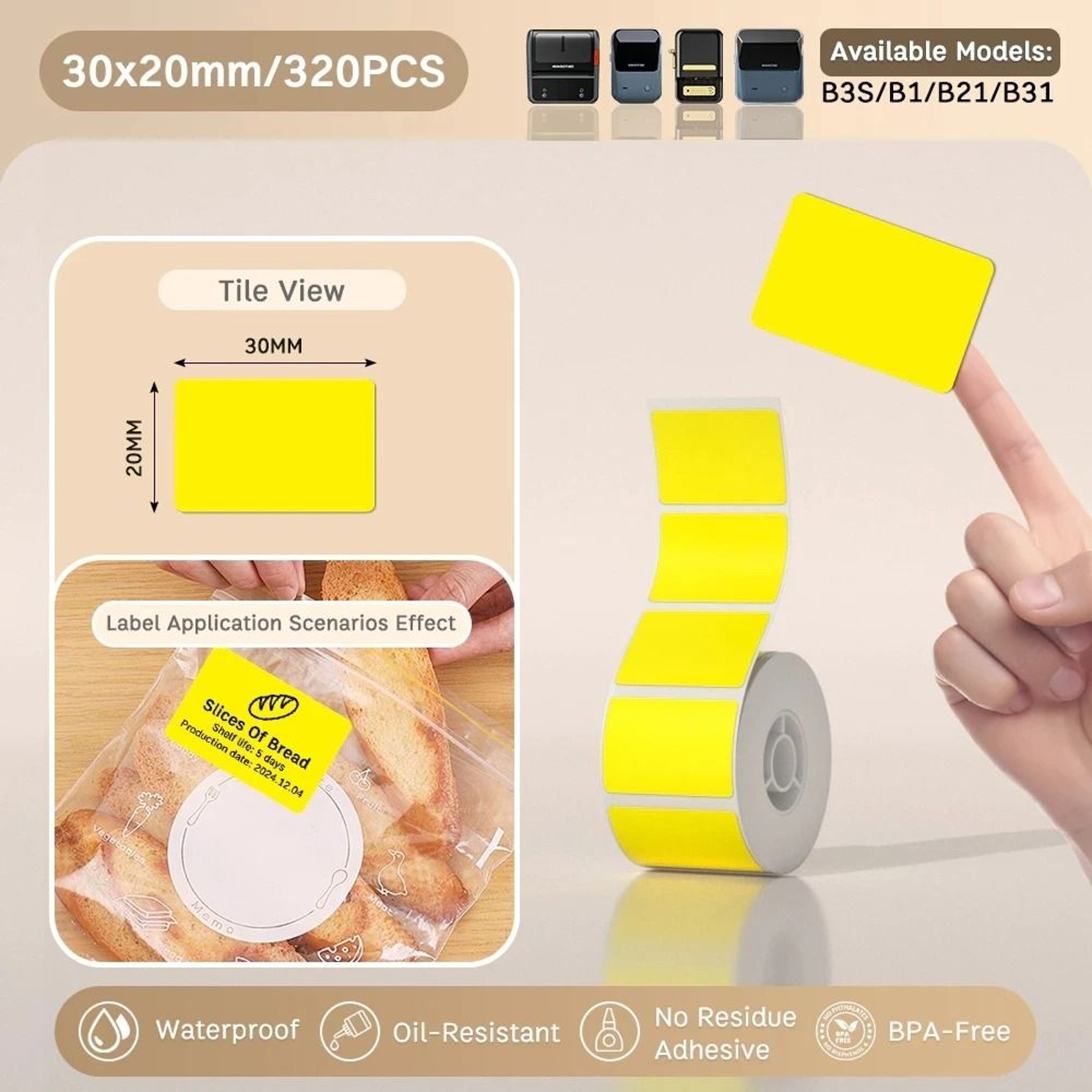 NIIMBOT Colored SelfAdhesive Thermal Label Paper Rolls For B21 B203  B3S Printers 9