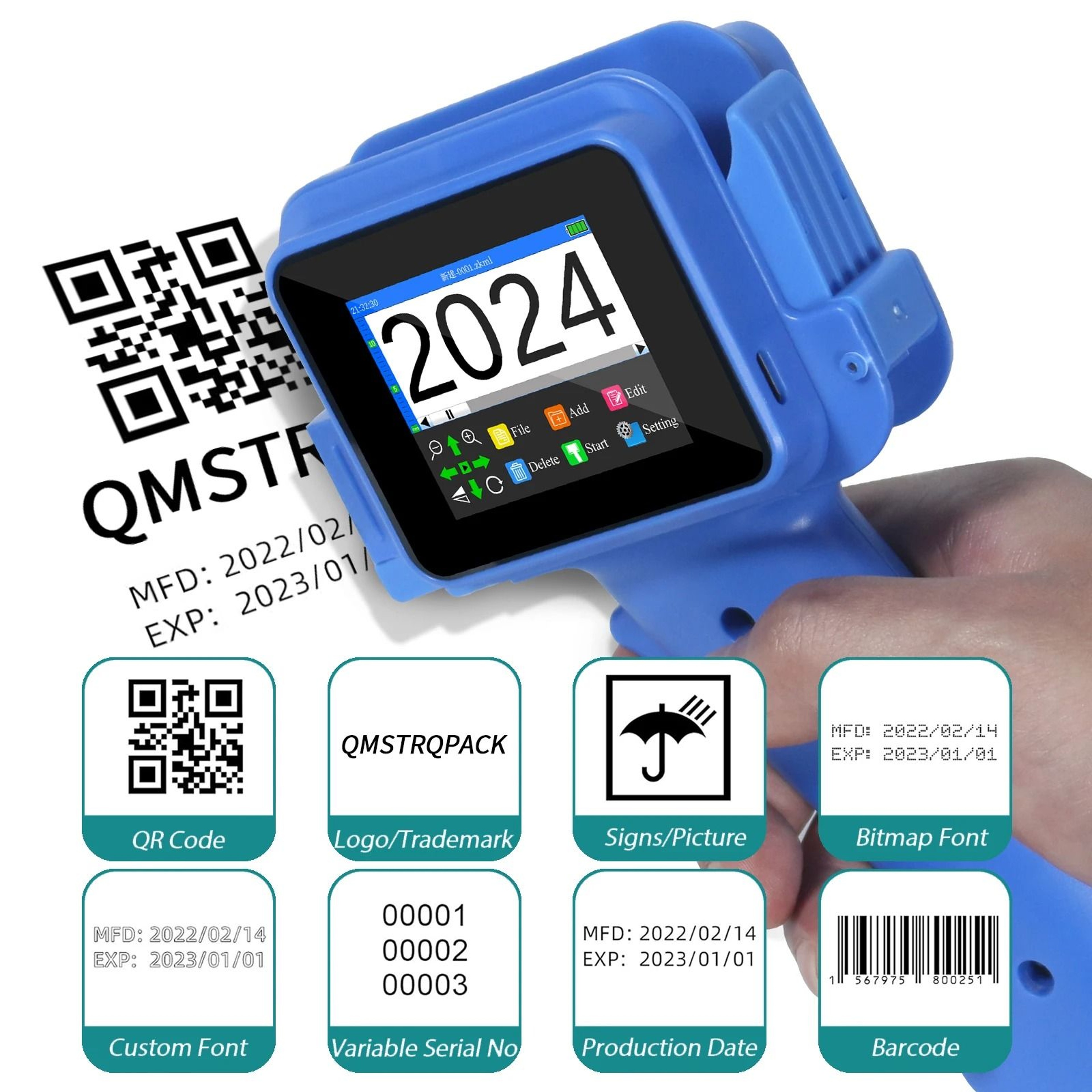 127mm Mini Handheld Thermal Inkjet Printer With FastDrying Ink  Touchscreen 1