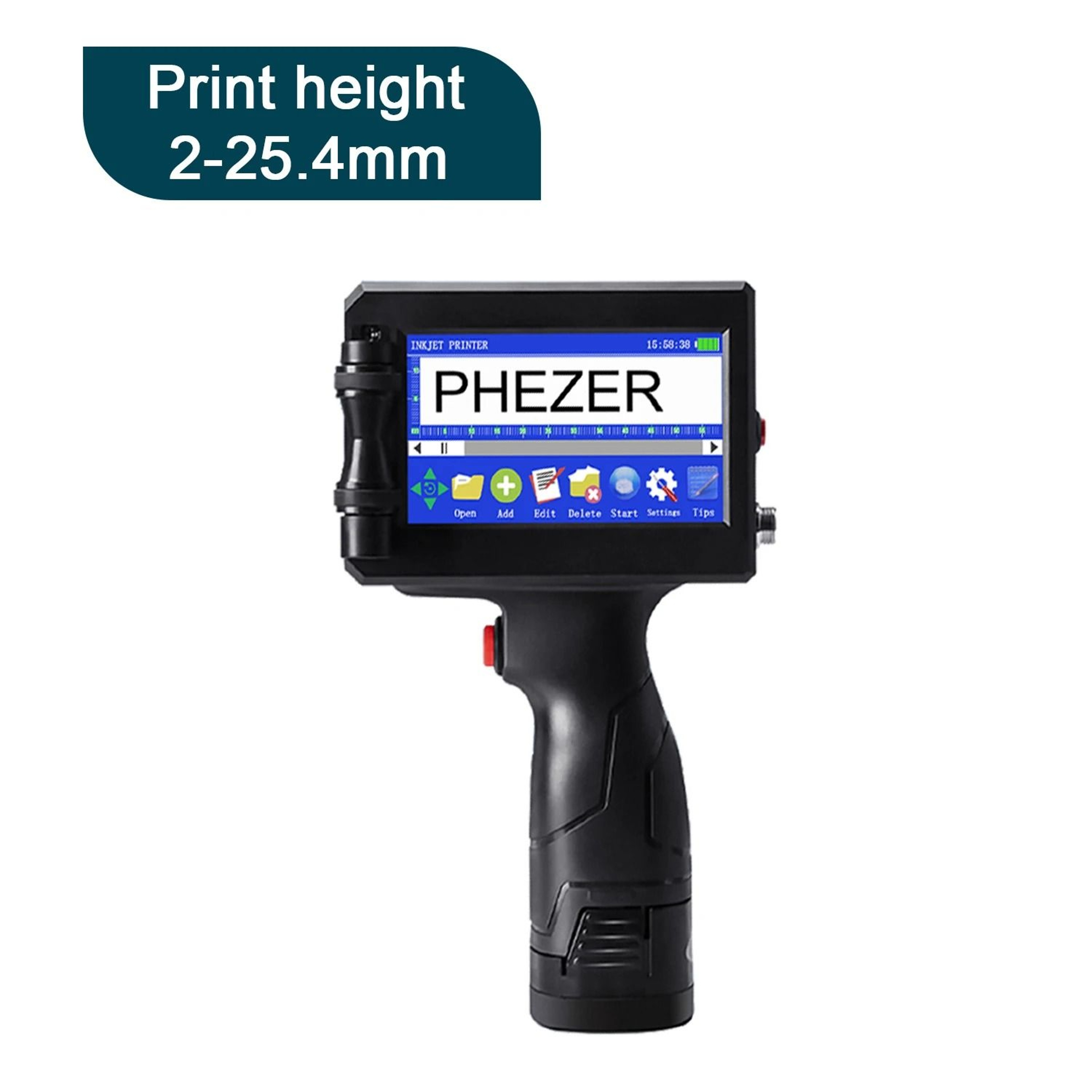 Phezer P15 Handheld Inkjet Printer 127mm  254mm For Expiry Date Batch Code  Barcode 6