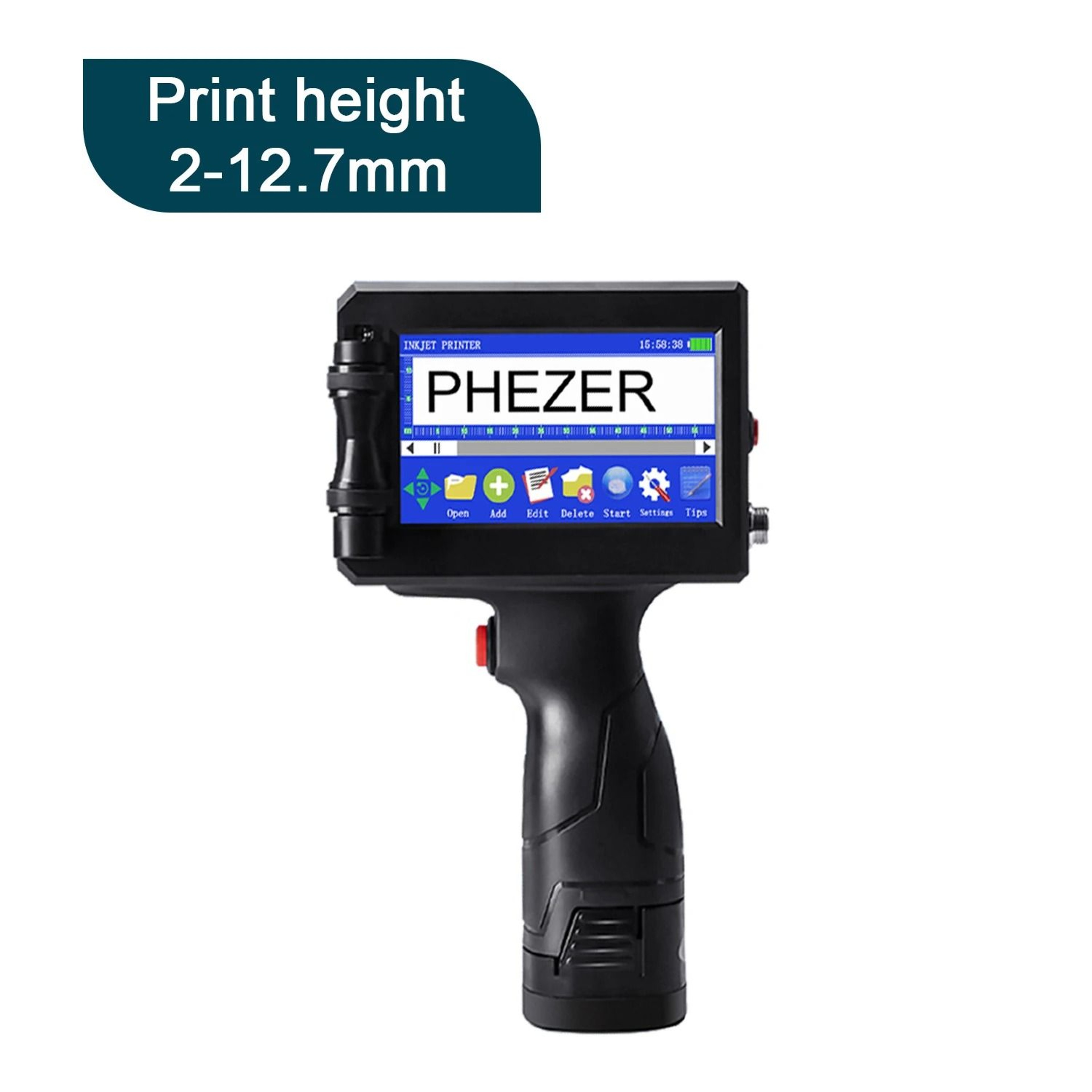 Phezer P15 Handheld Inkjet Printer 127mm  254mm For Expiry Date Batch Code  Barcode 10
