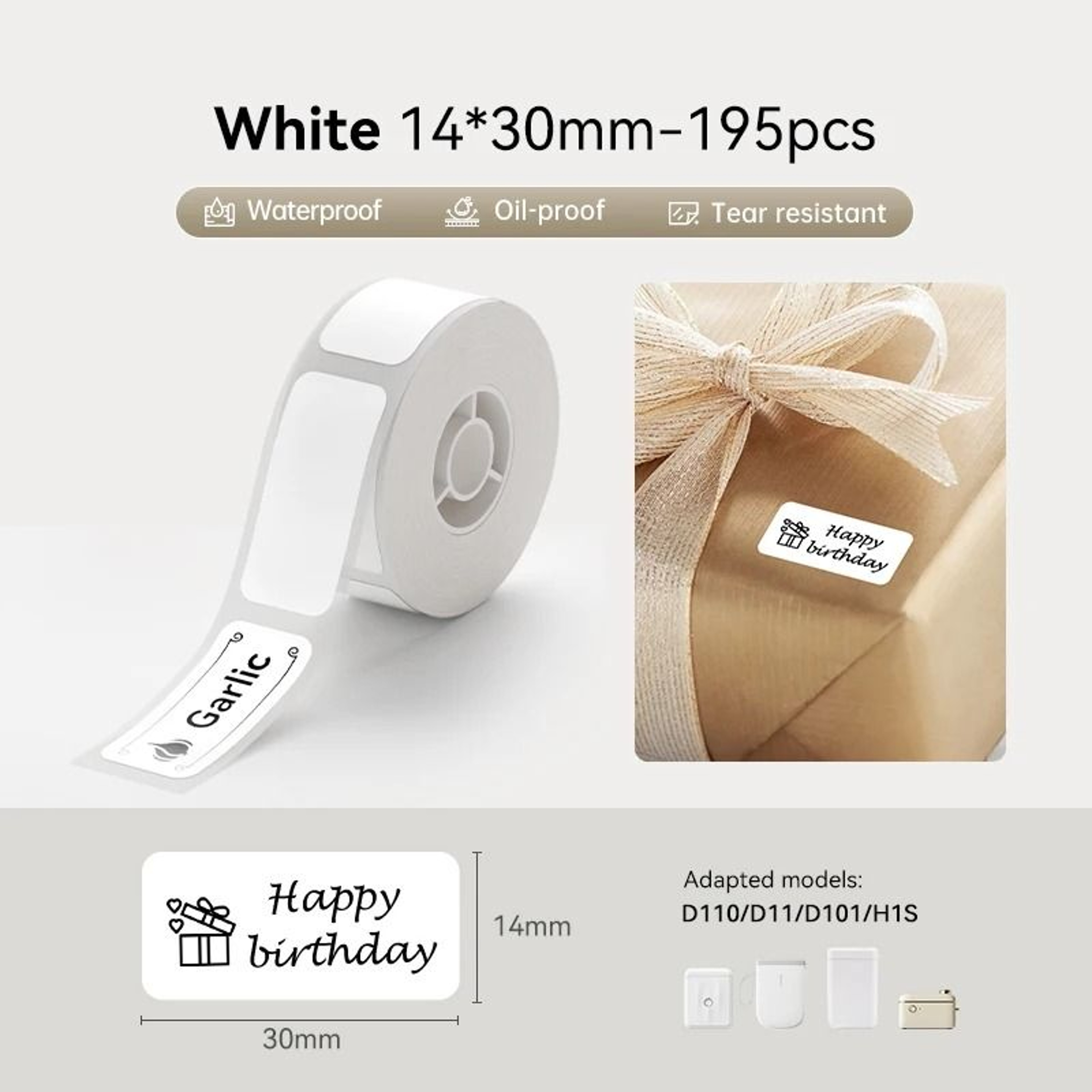 NIIMBOT Waterproof SelfAdhesive White Thermal Label Roll For D110 D11  H1S Printers 9
